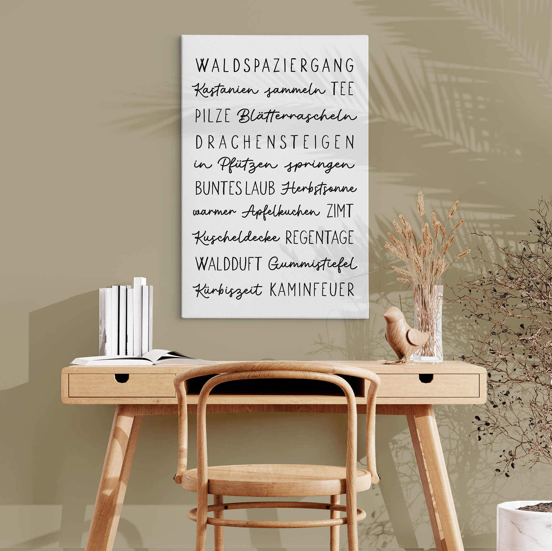 Leinwandbild Herbstliche Worte - Typografie