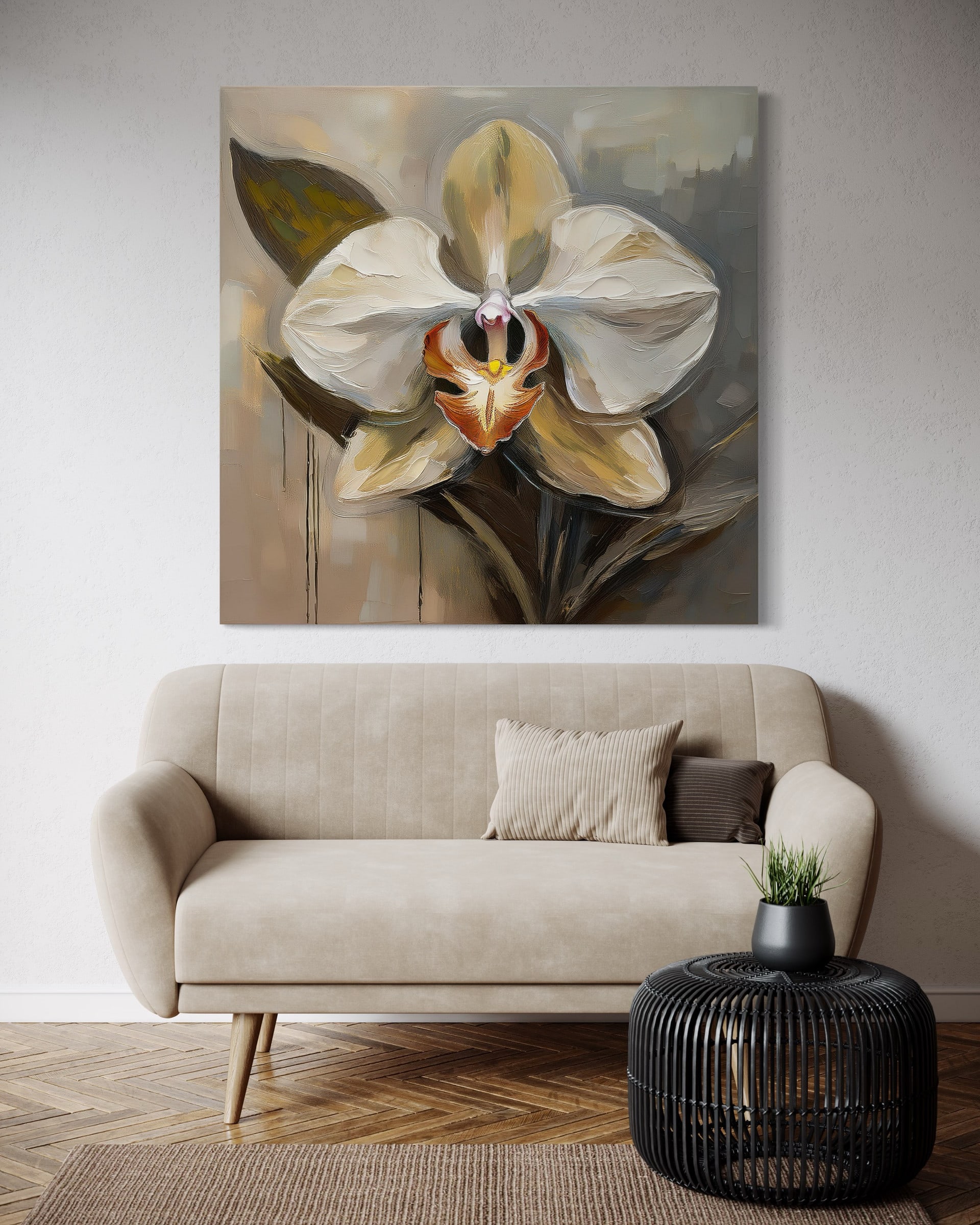 Leinwandbild Bemalte weiße Blume