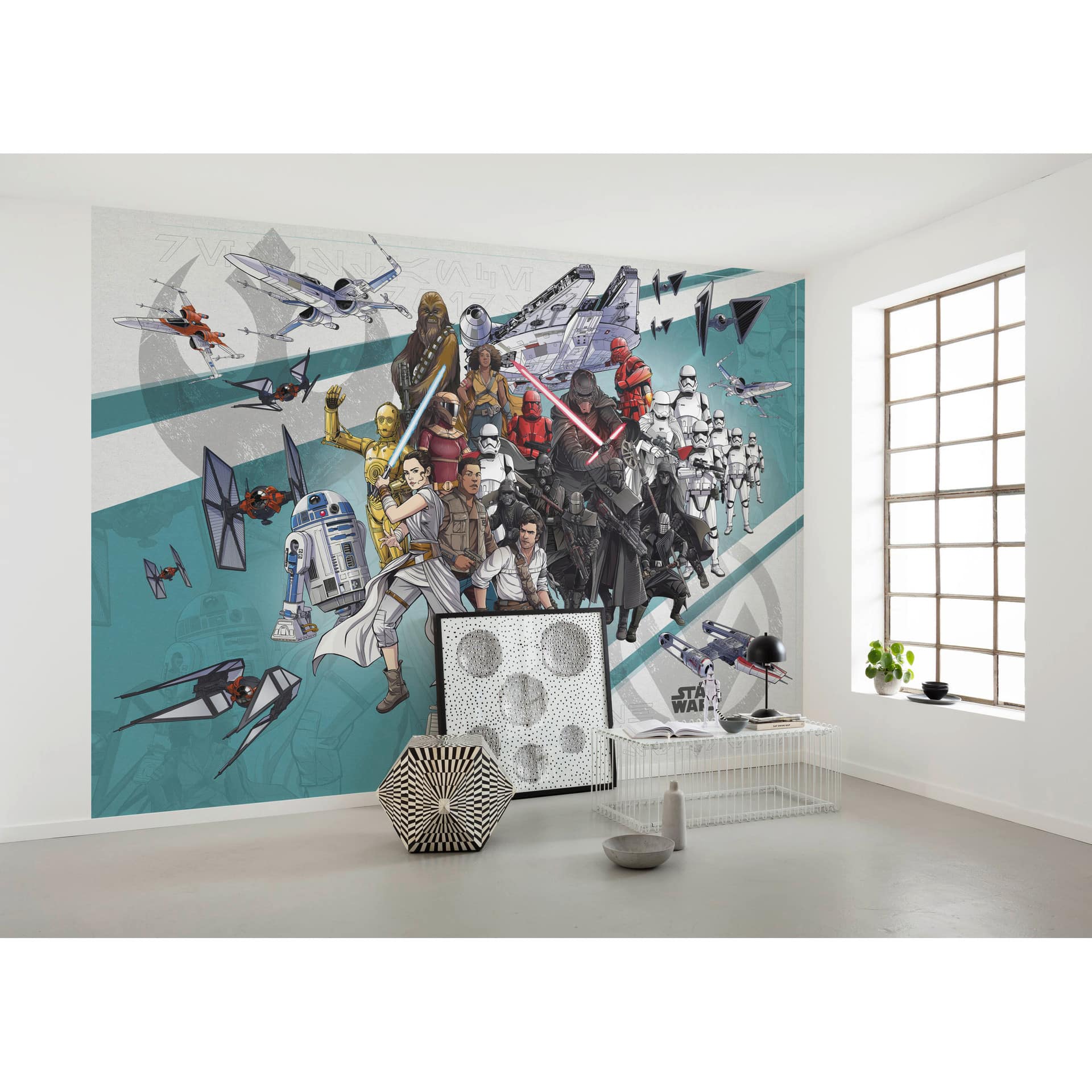 Vlies Fototapete - Star Wars Cartoon Collage Wide - 400 x 280 cm