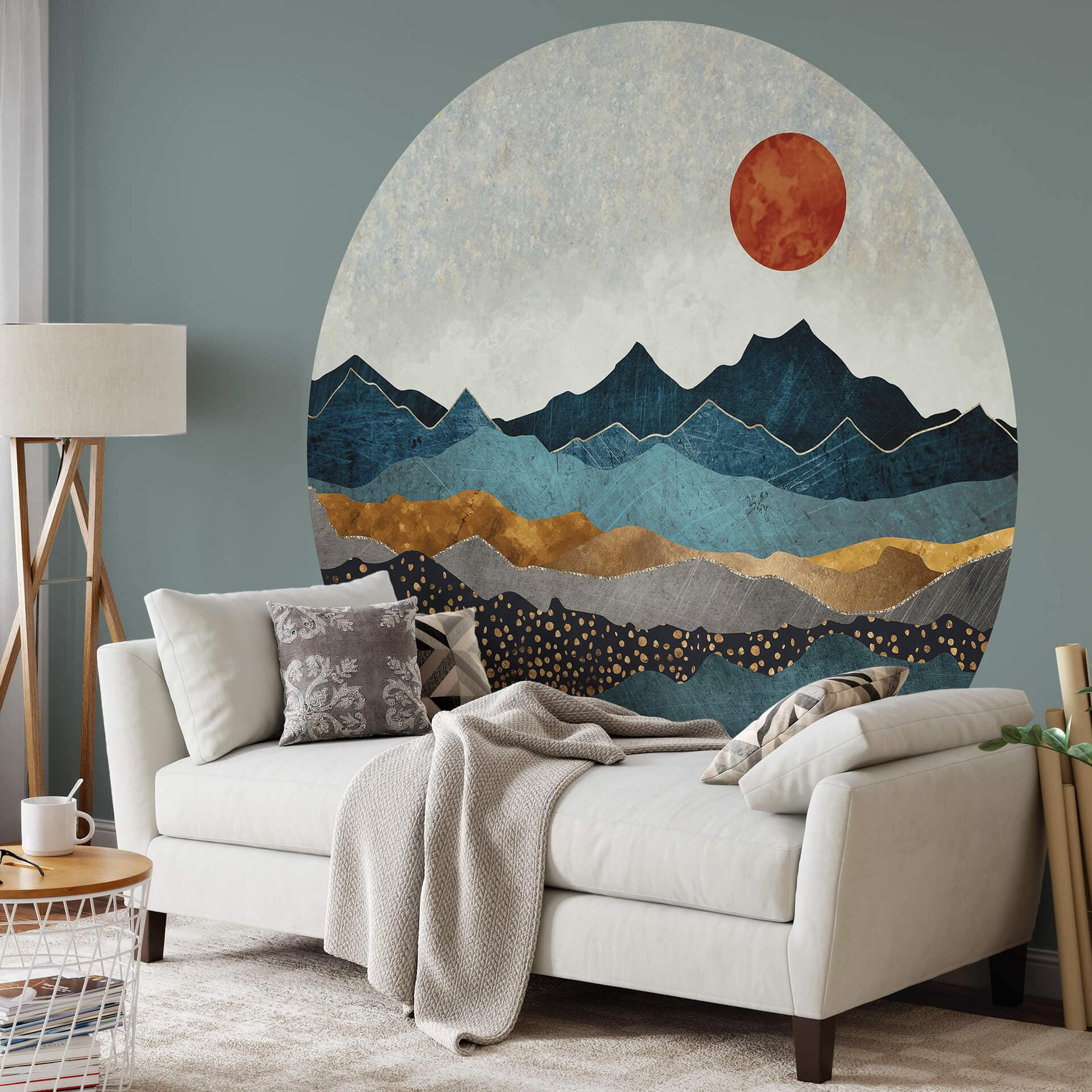 Behangcirkel SpaceFrog Designs - Zon in de Bergen - vliesbehang/zelfklevend vliesbehang