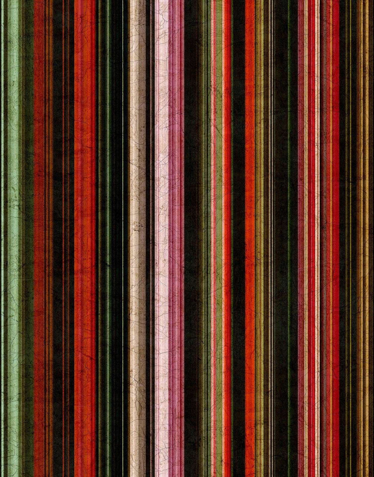 Papier peint photo rayures vintage rouge vert noir avec structure patinée 2,7 x 2,12 m