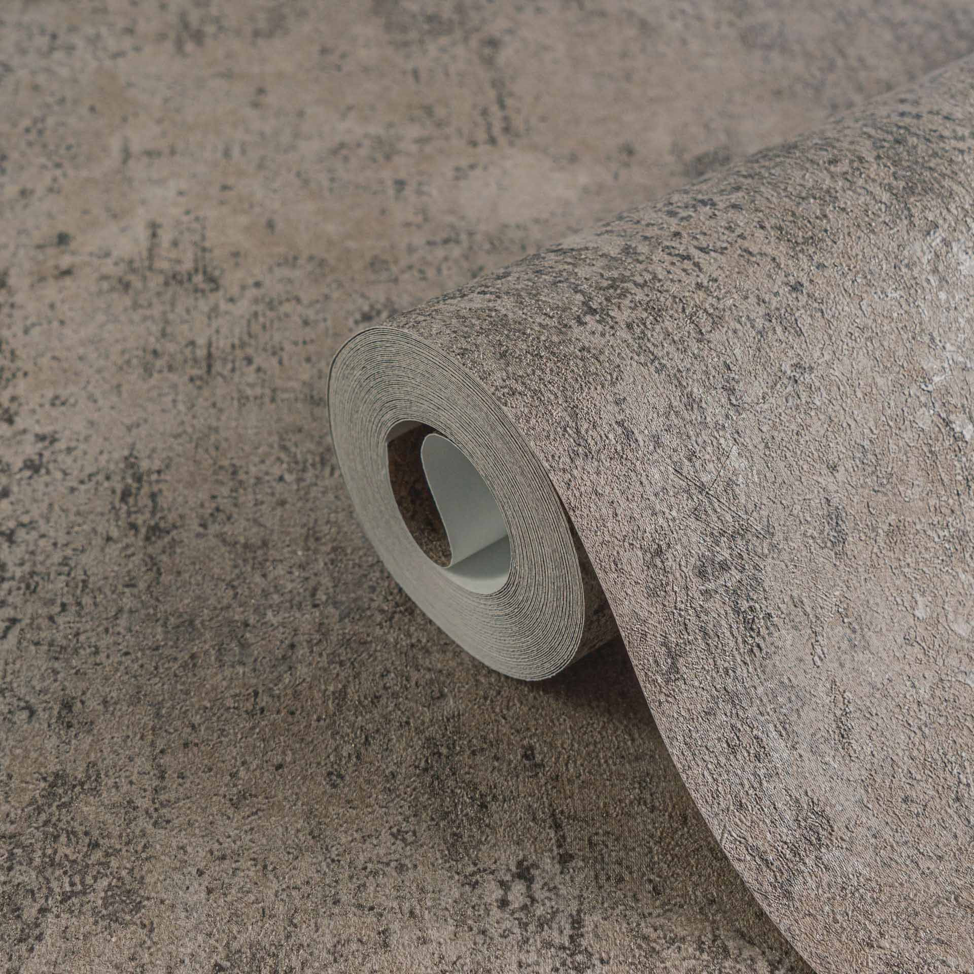 Vliesbehang in betonlook bruin-beige - gipsstructuur behang mat