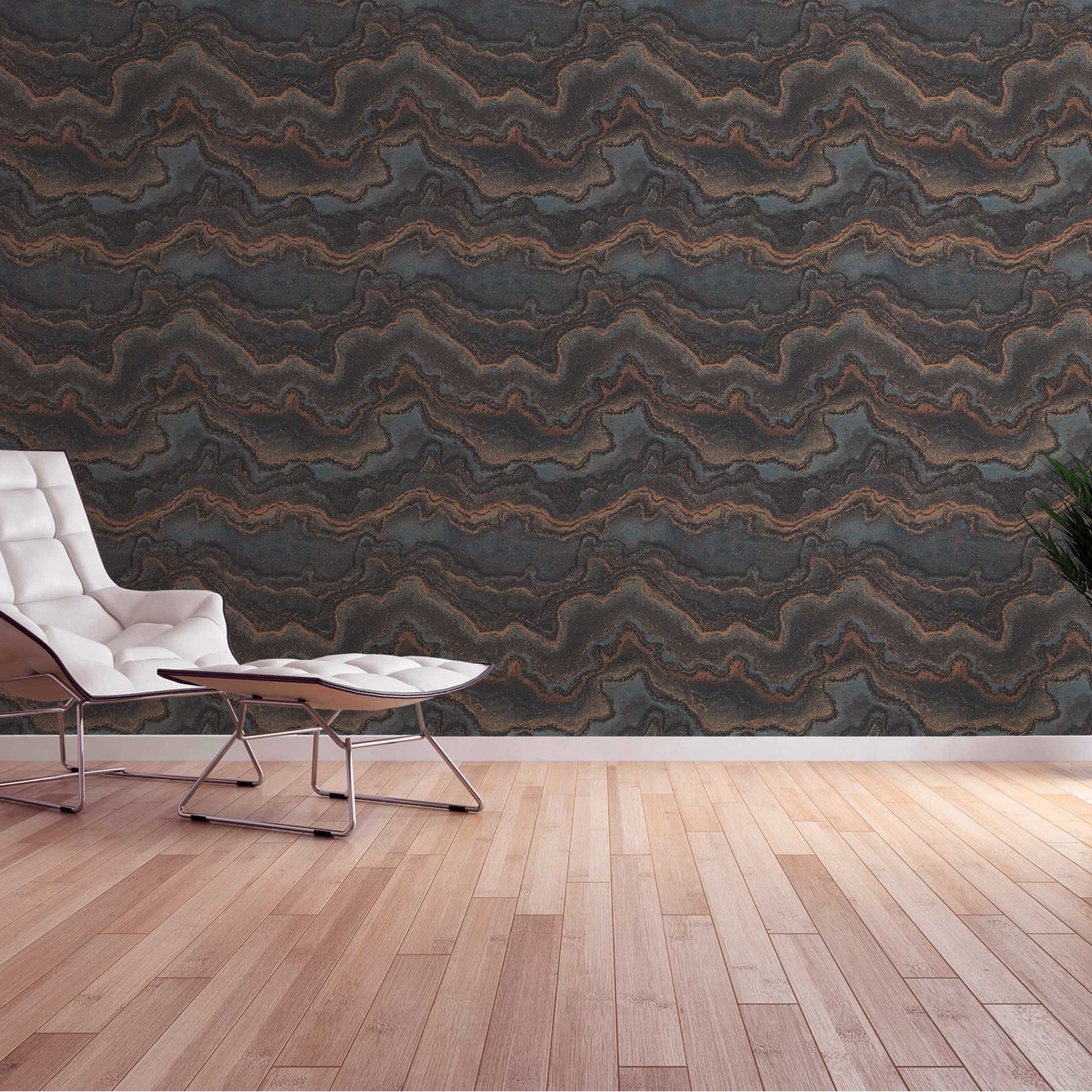 Luxueus marmerbehang in zwart en goud - Indrukwekkend metallic behang