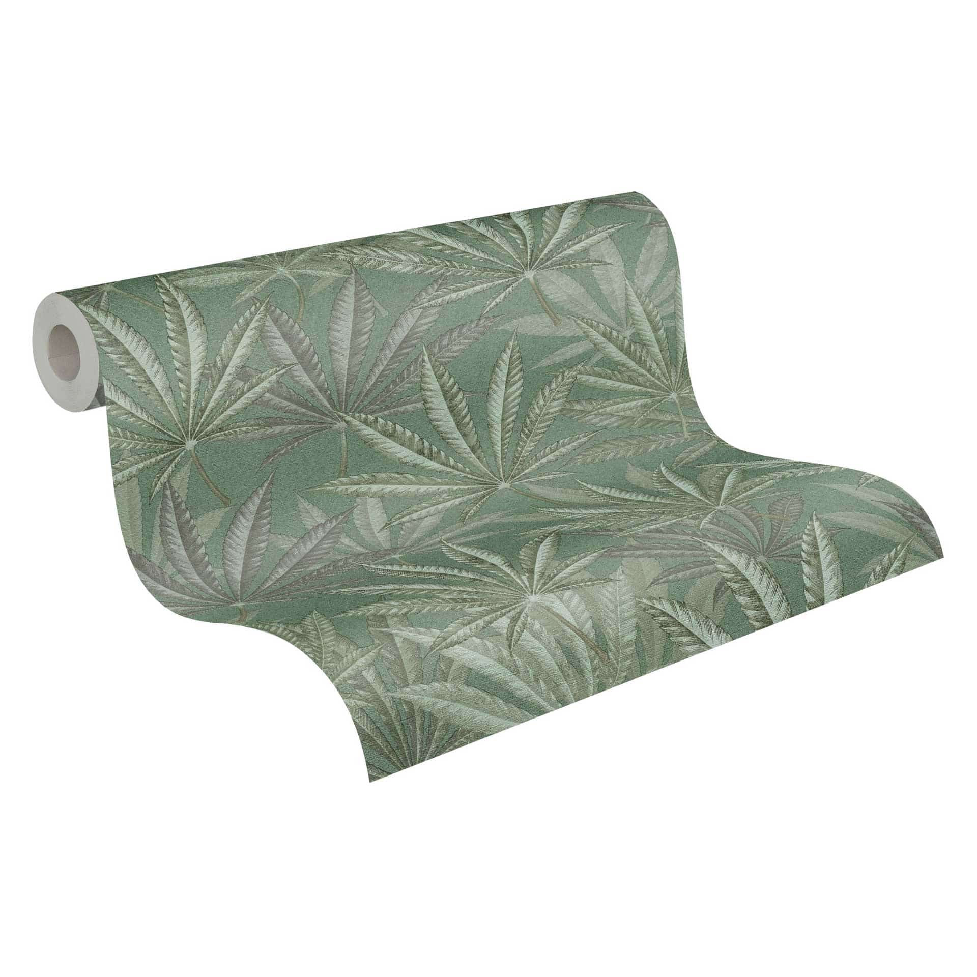 Groen bladbehang - Vliesbehang met een Afmeting bladmotief in een natuurlijke stijl