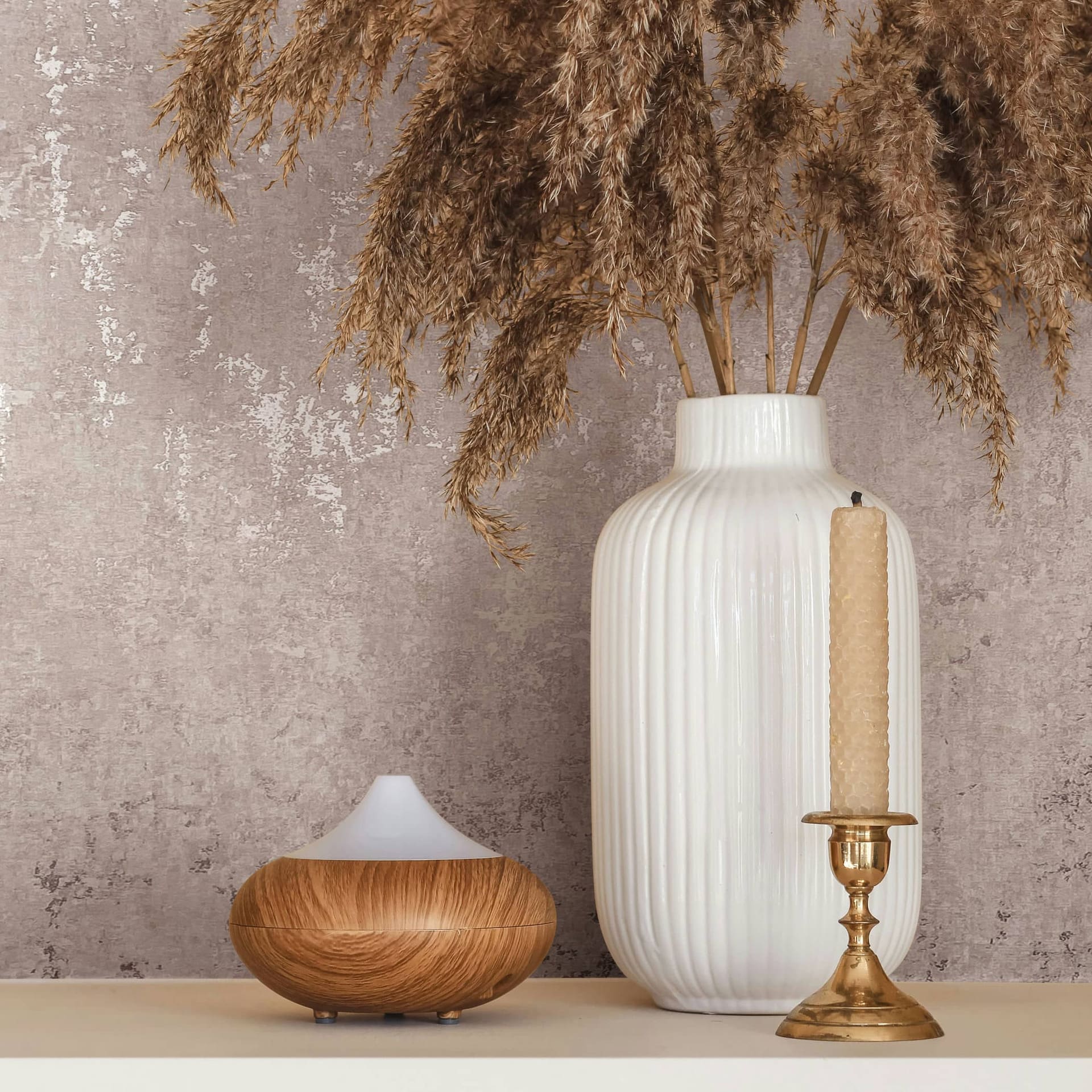 vliesbehang met glans beige betonlook