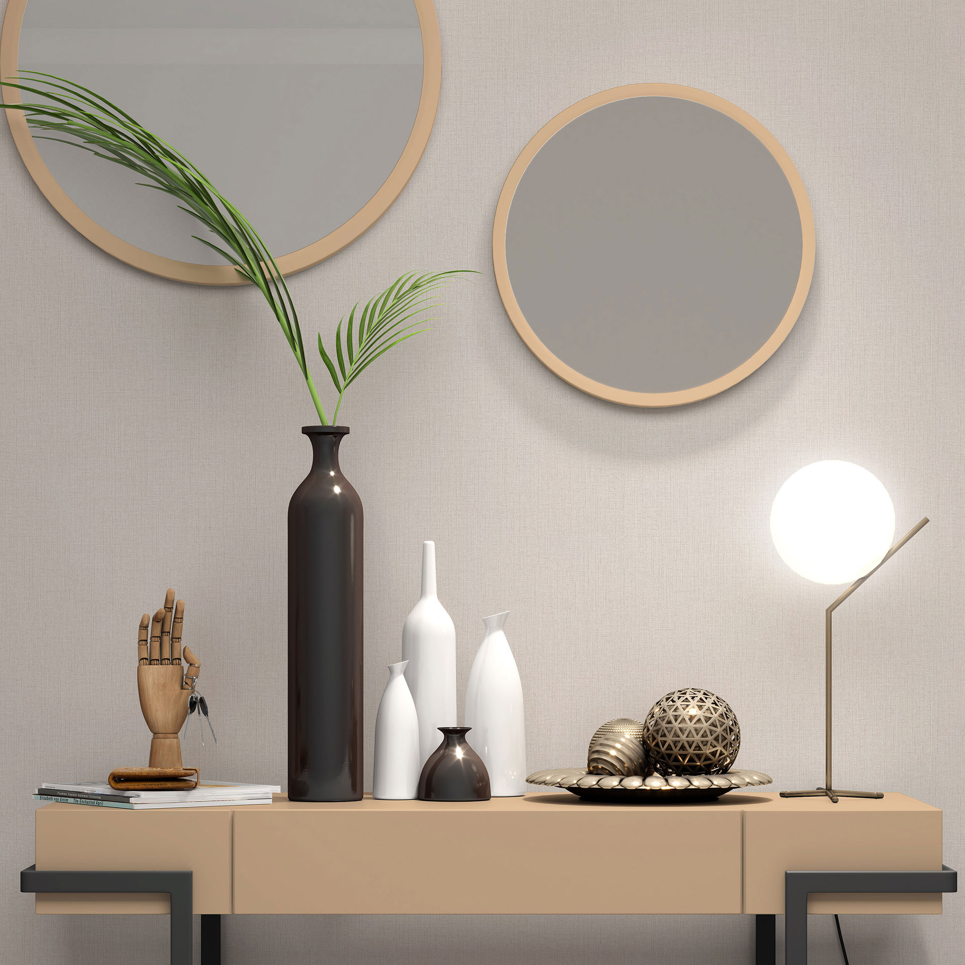Modern PVC-vrij vliesbehang in beige
