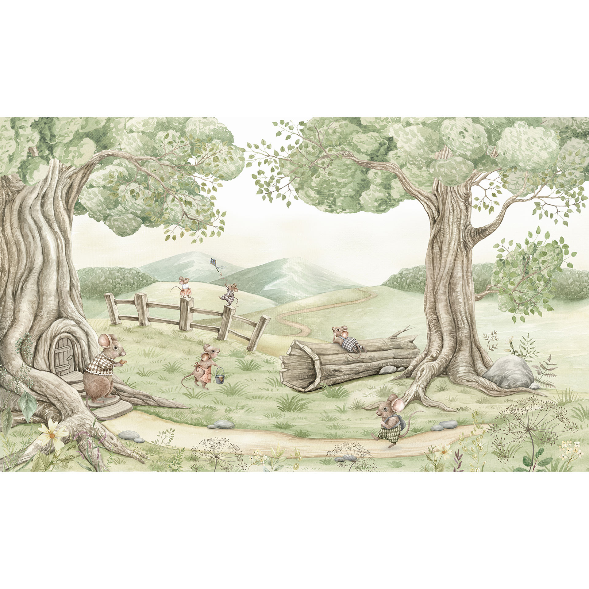 Fotobehang Muizenfamilie in het bos - Kikki Belle