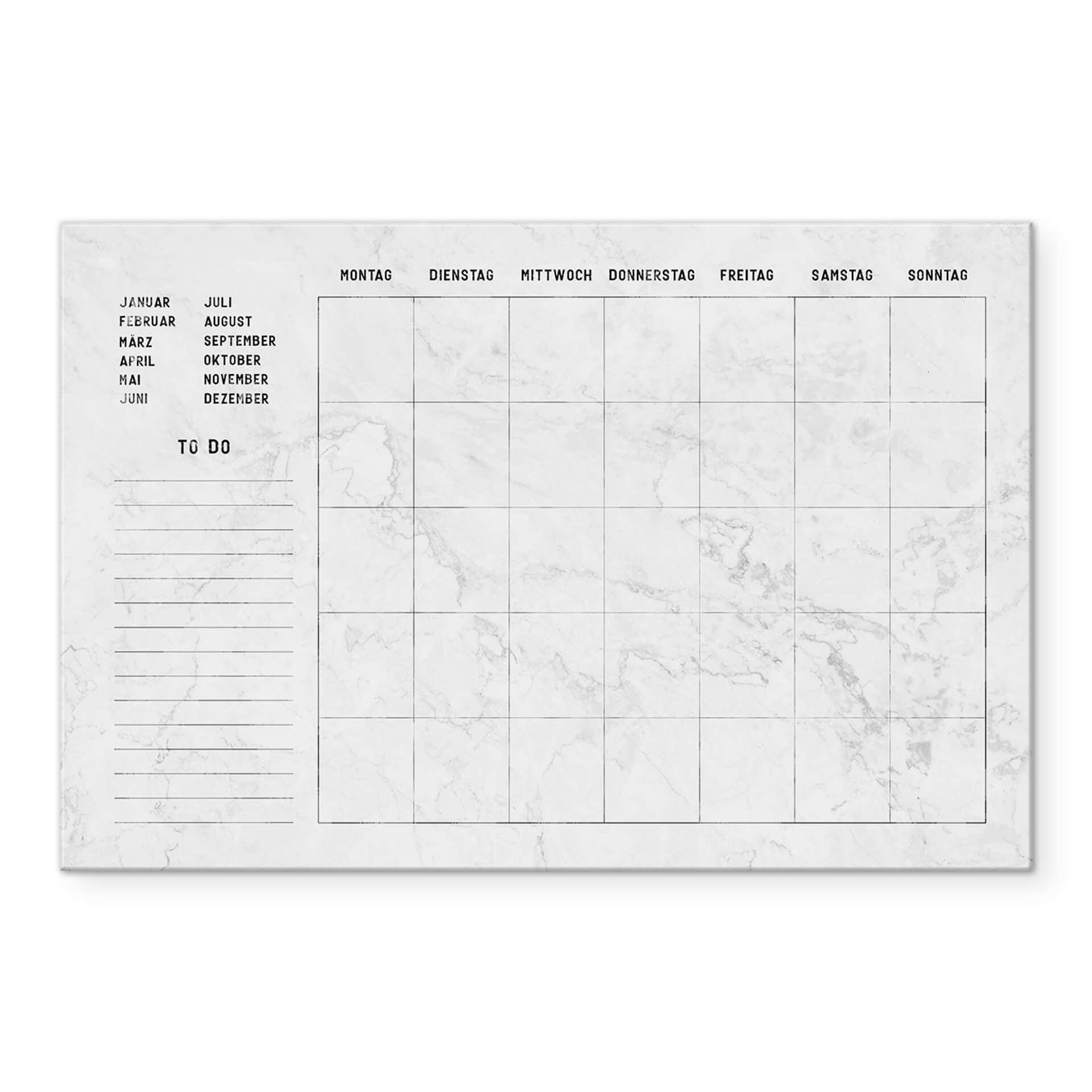 Memoboard Glas/Acryl Monatsplaner Marmor