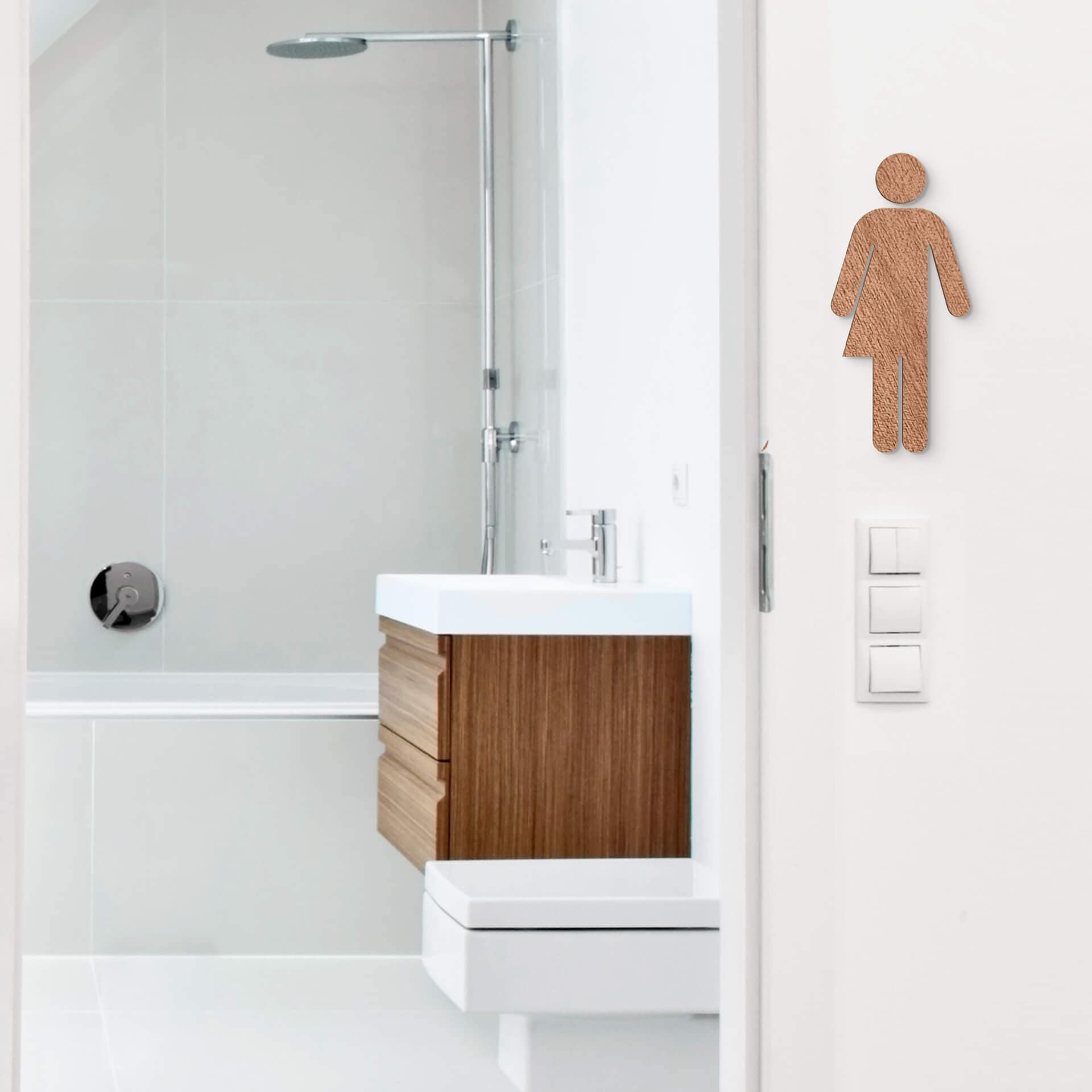 Dekoracja drewniana mahoń - znak WC