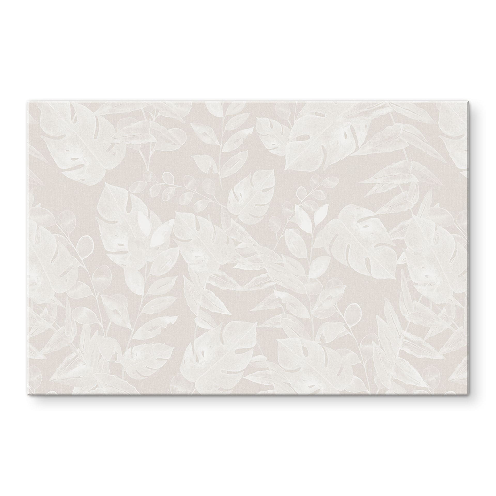 Billede af tropiske blade i beige - Bloomery Decor – print på aluminium (Alu-Dibond)