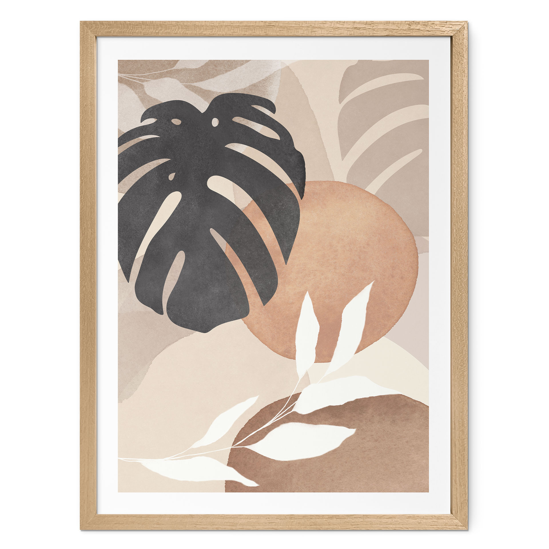 Plakat Botanika Roślina Boho Monstera w naturalnych odcieniach - Melloi Art Prints