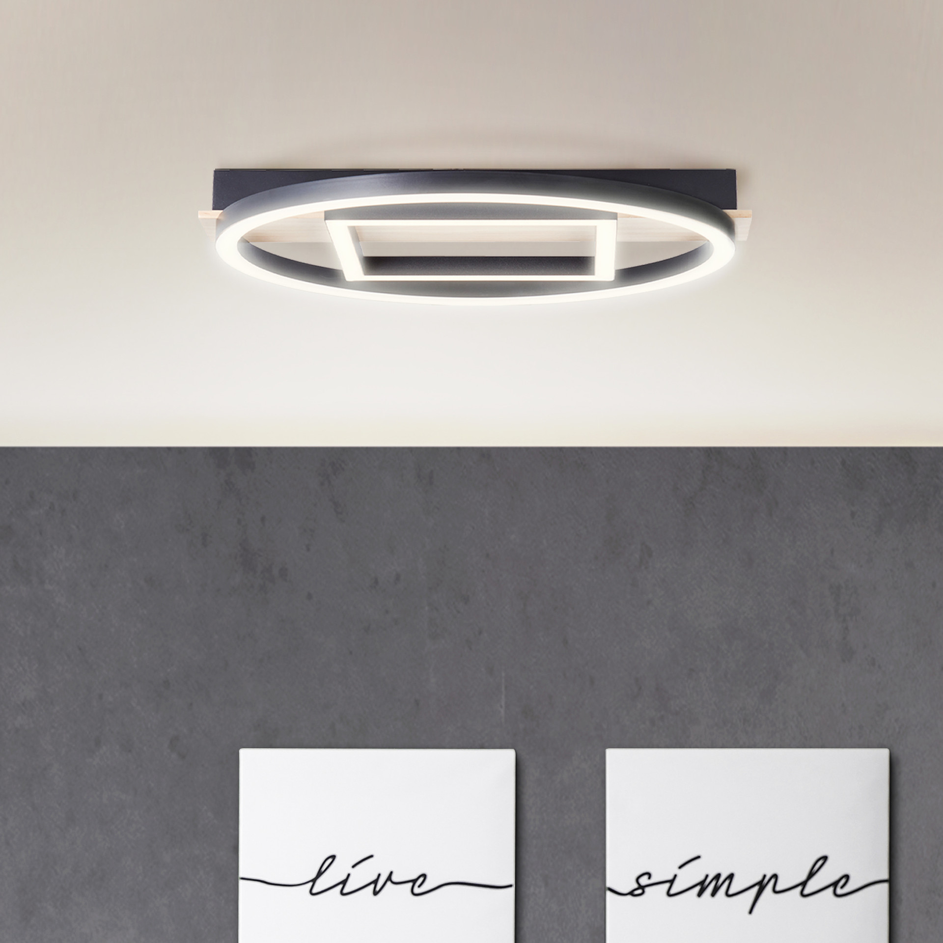 Deckenleuchte Leopold, braun, 5,5 x 39 cm, Holz Moderne LED-Deckenleuchte, dimmbar