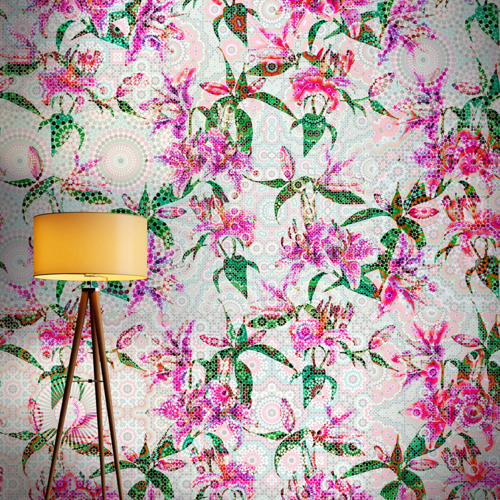 Livingwalls Fotobehang Walls by Patel mosaic lilies 2