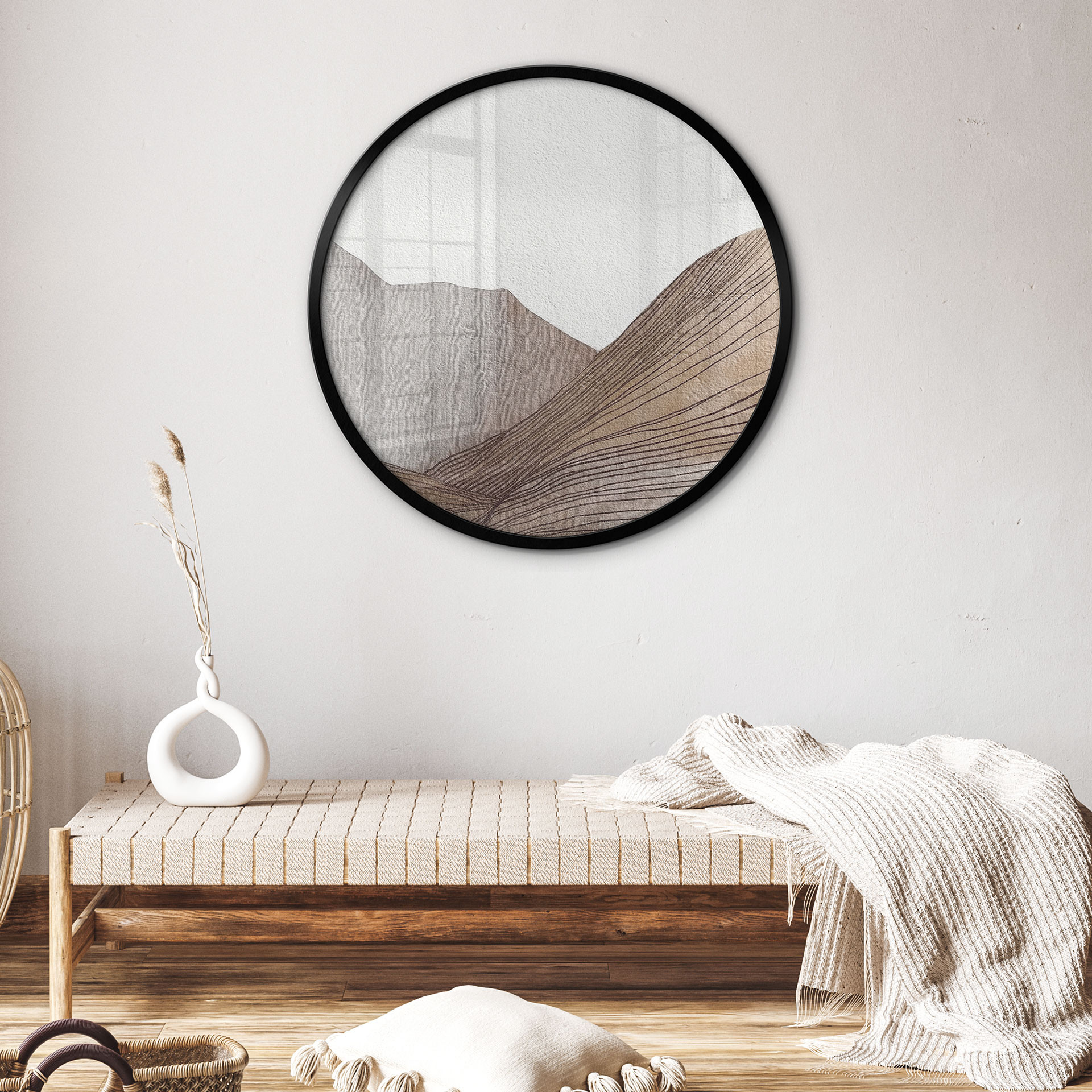 Poster Croquis de montagne minimaliste - Alma - Rond