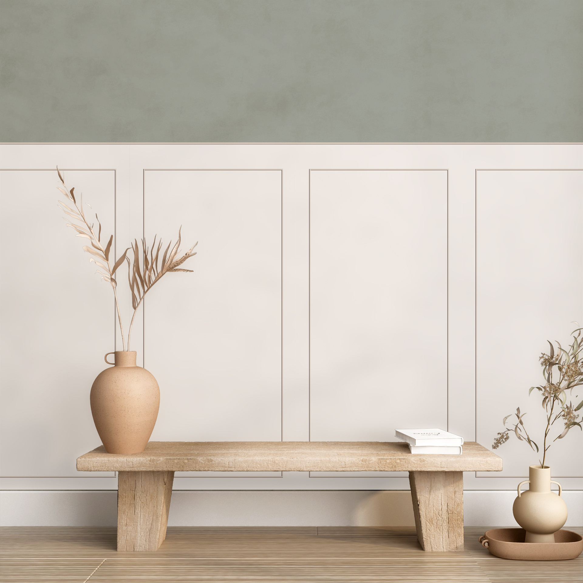 Wandpanelen Wandbekleding beige met kader