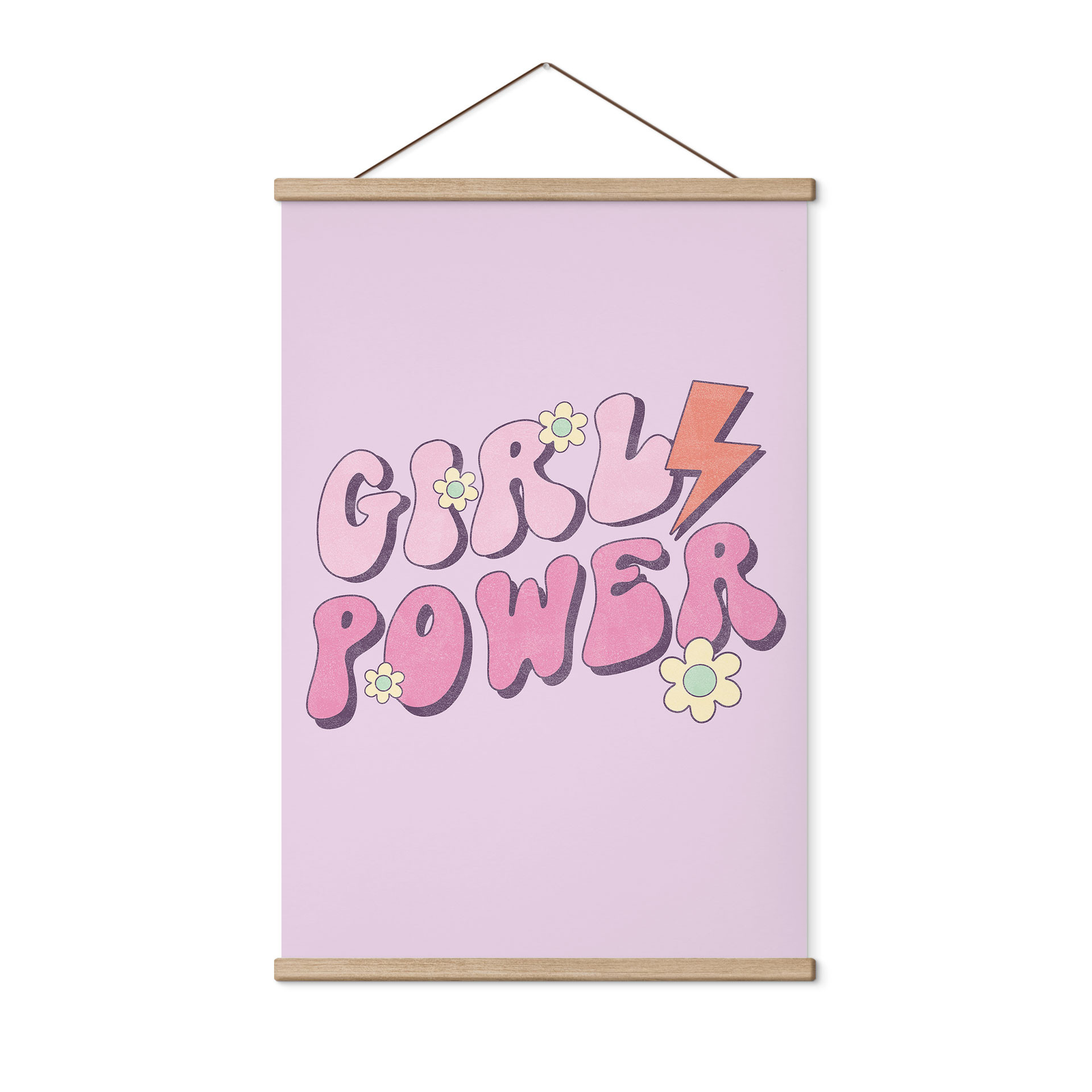 Obraz tkaniny Girl Power retro napis fioletowy