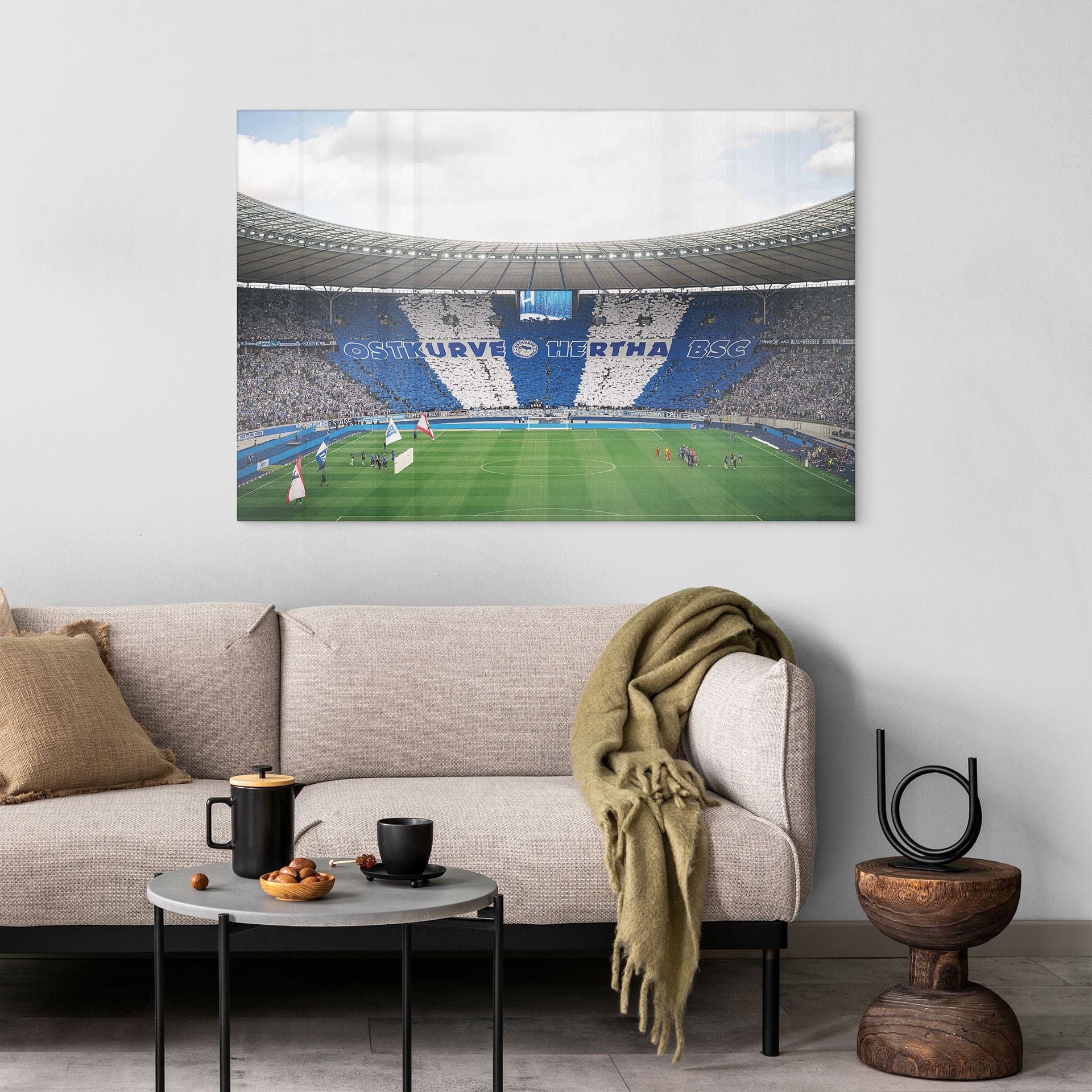 Acrylglasbild Hertha BSC - Blau-weiße Choreo im Olympiastadion