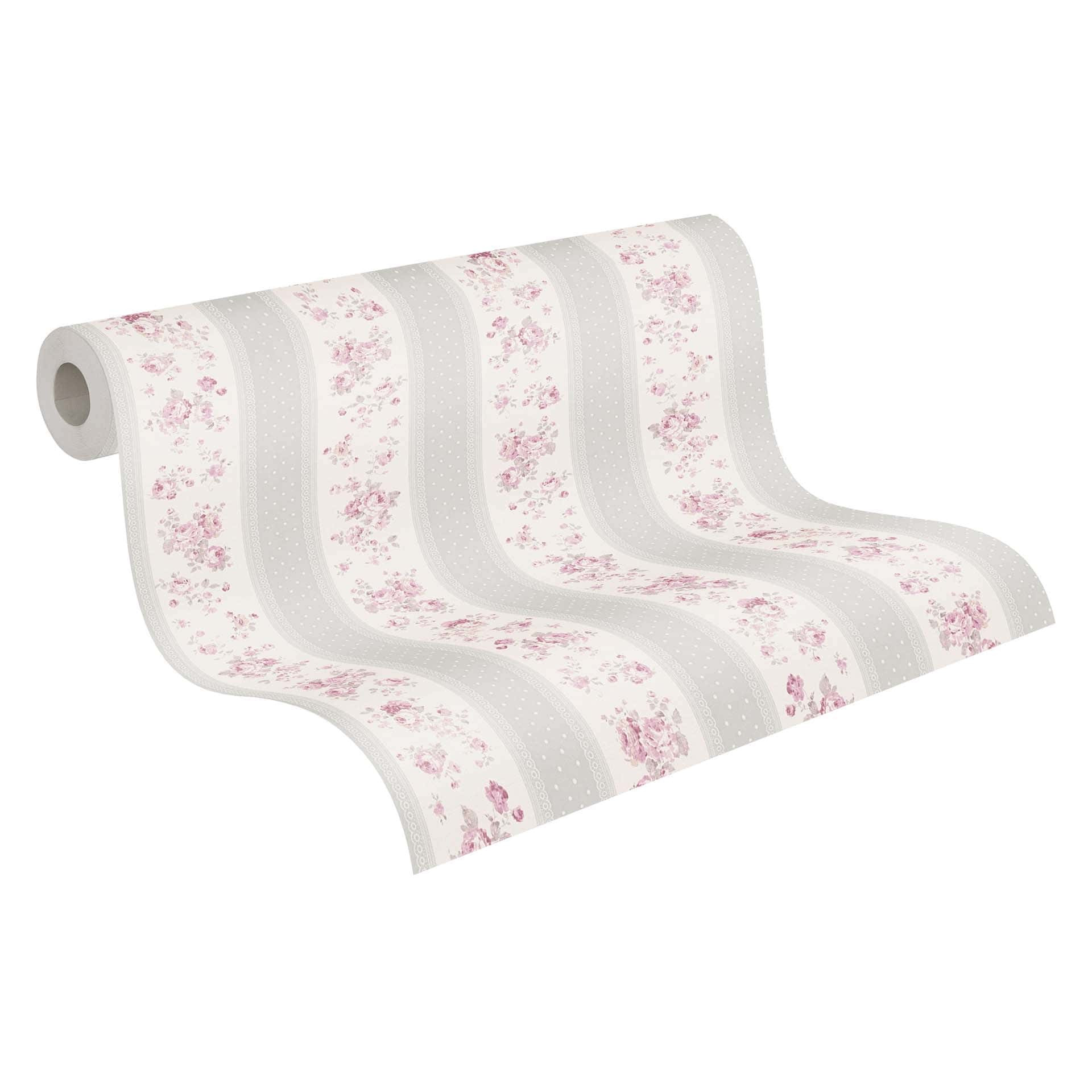 behang bloemen grijs wit - vliesbehang country house A.S. Création - mat en licht structuur