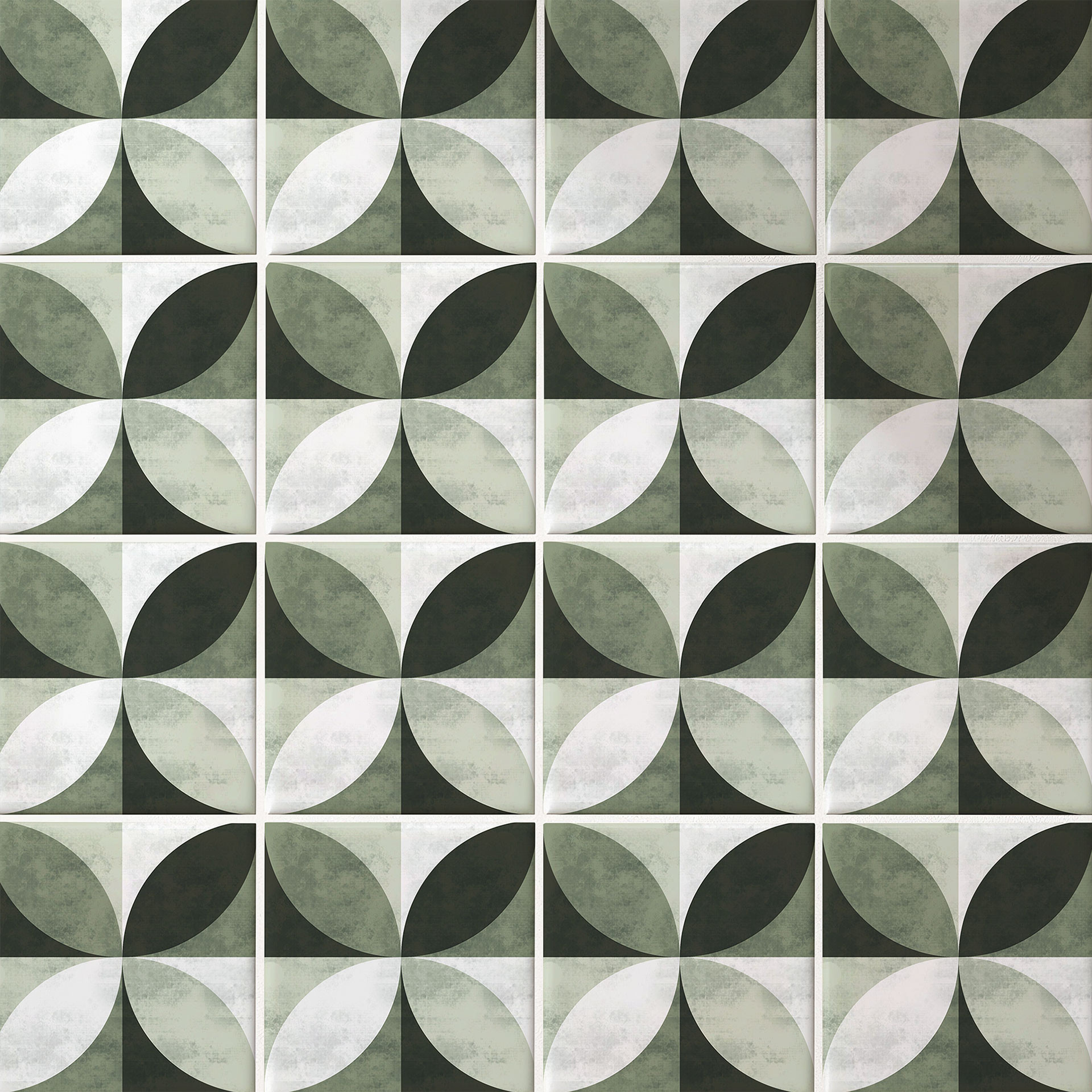 Naklejki na płytki Abstract Flower Pattern - zielone - zestaw 12 sztuk