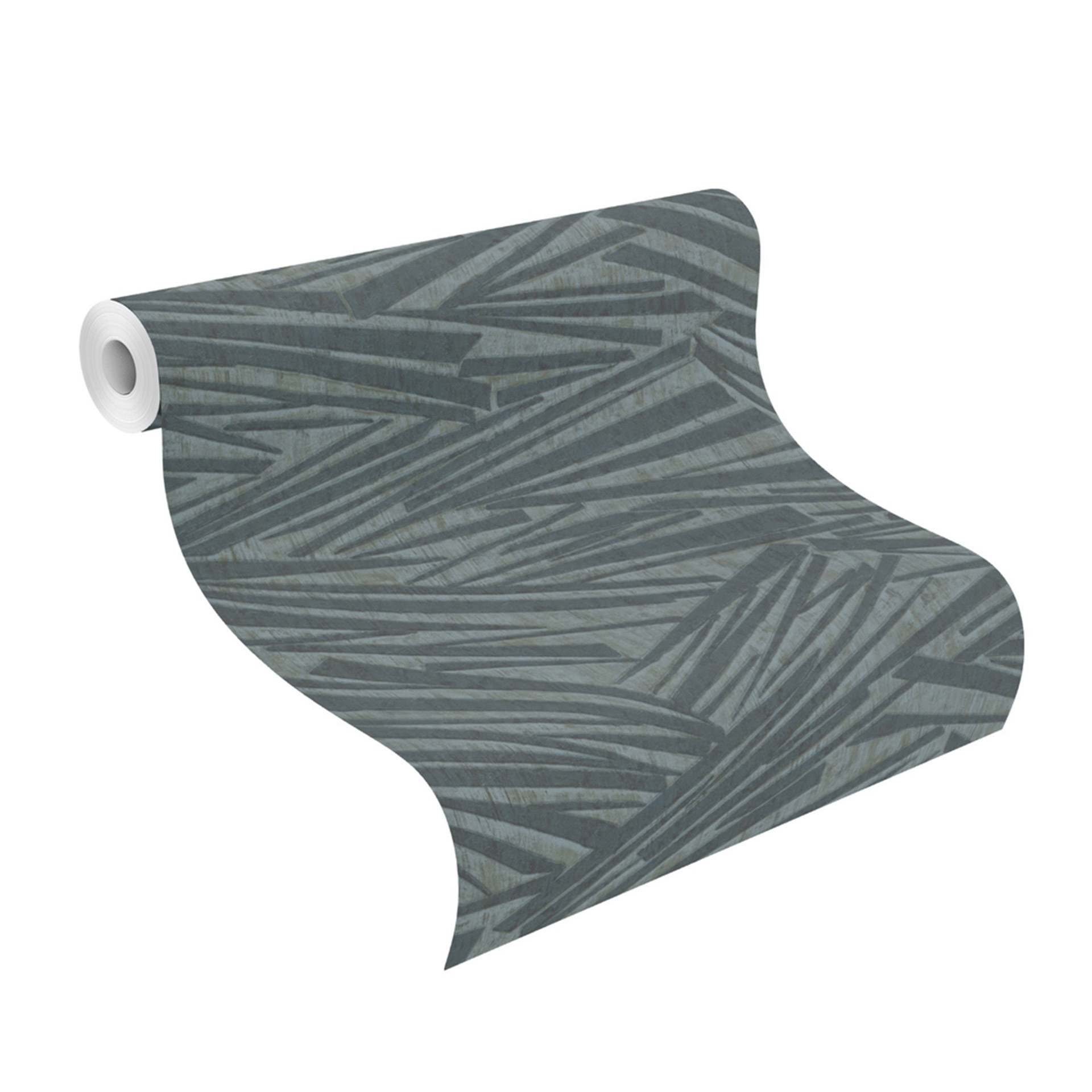gestreept vliesbehang Sky Lounge groen metallic 10.00x1.06 m