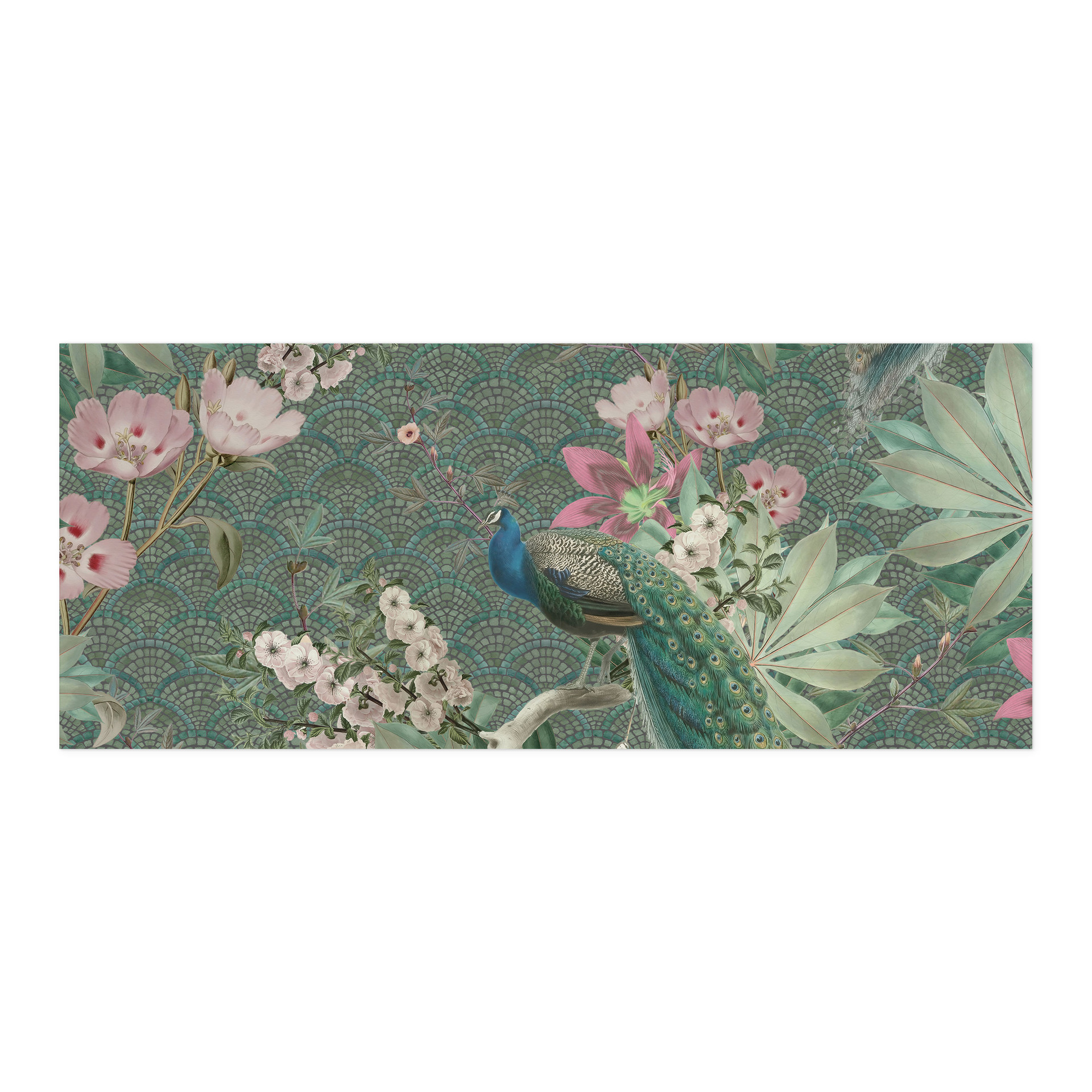Samoprzylepny panel ścienny do kuchni paw w tropikalnym ogrodzie na mozaice - Bloomery Decor