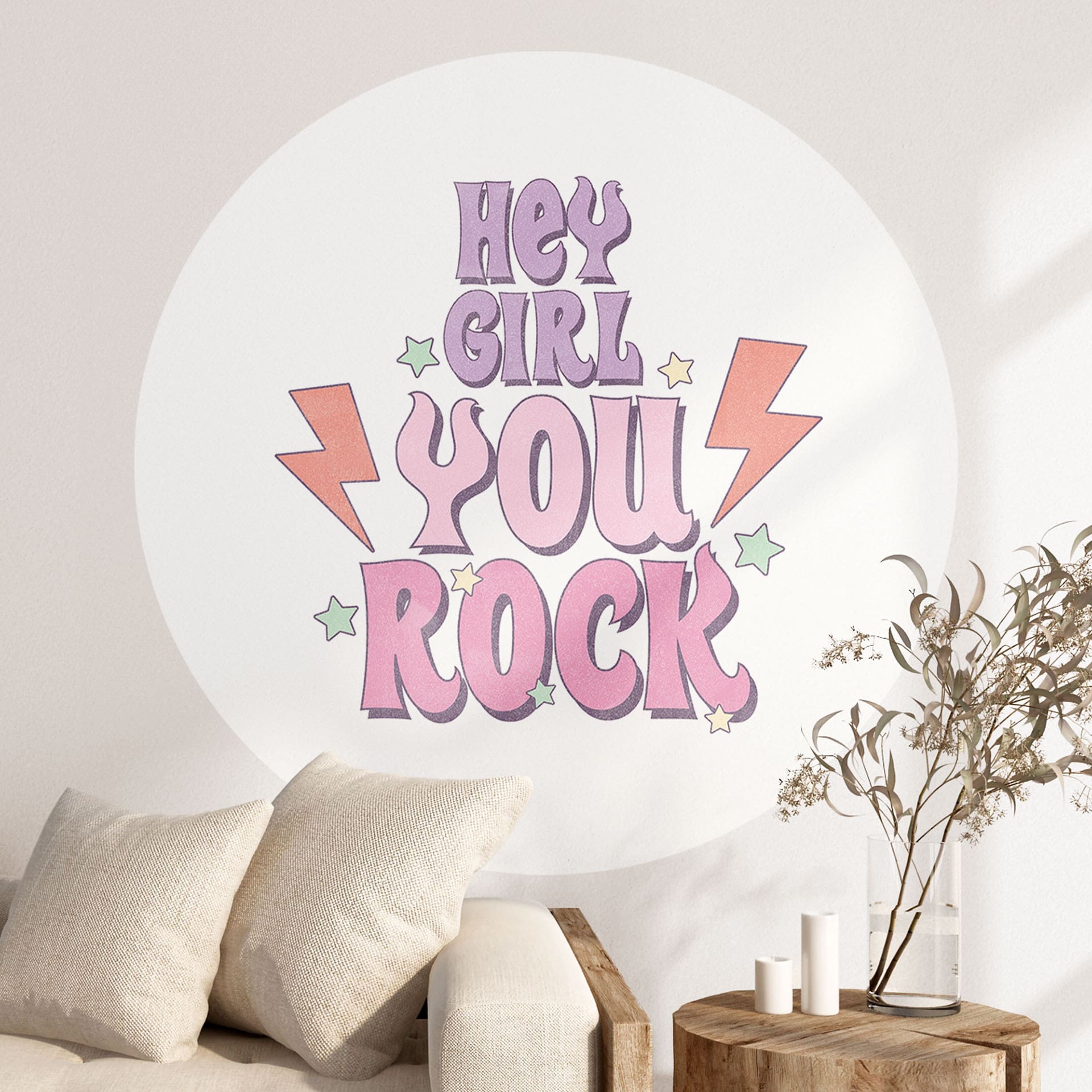 Wandtattoo Hey girl you rock - Rund