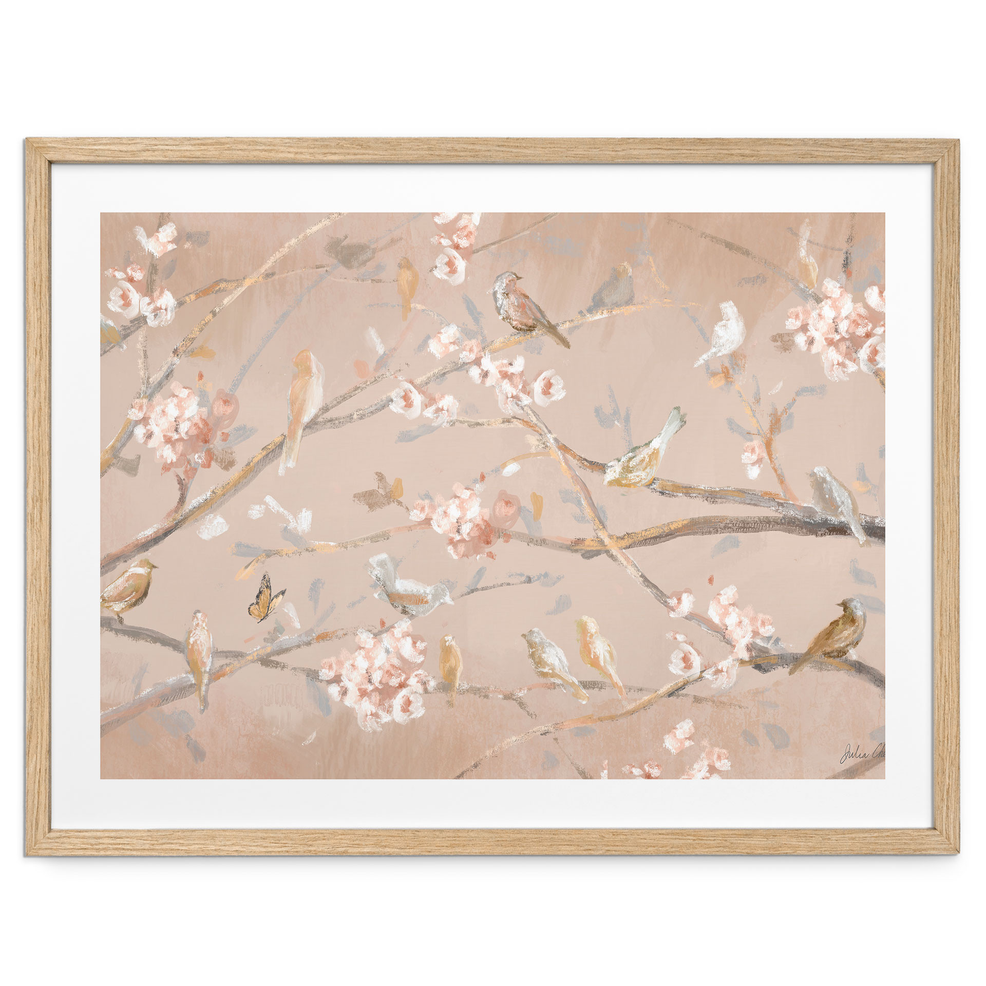 Poster Uccelli sui Fiori di Ciliegio - Cheney