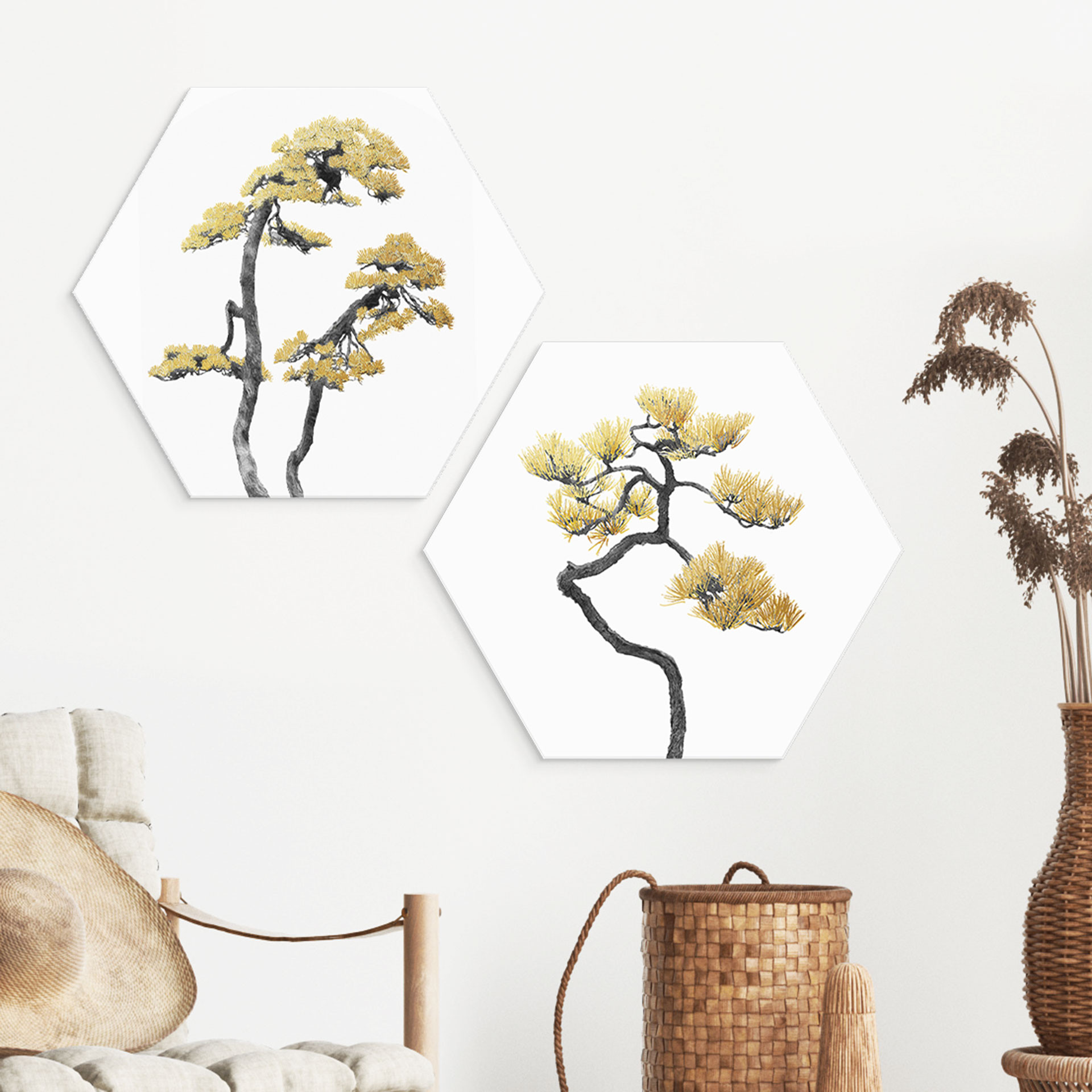Hexagon Dibond Bonsai i balance - Amini