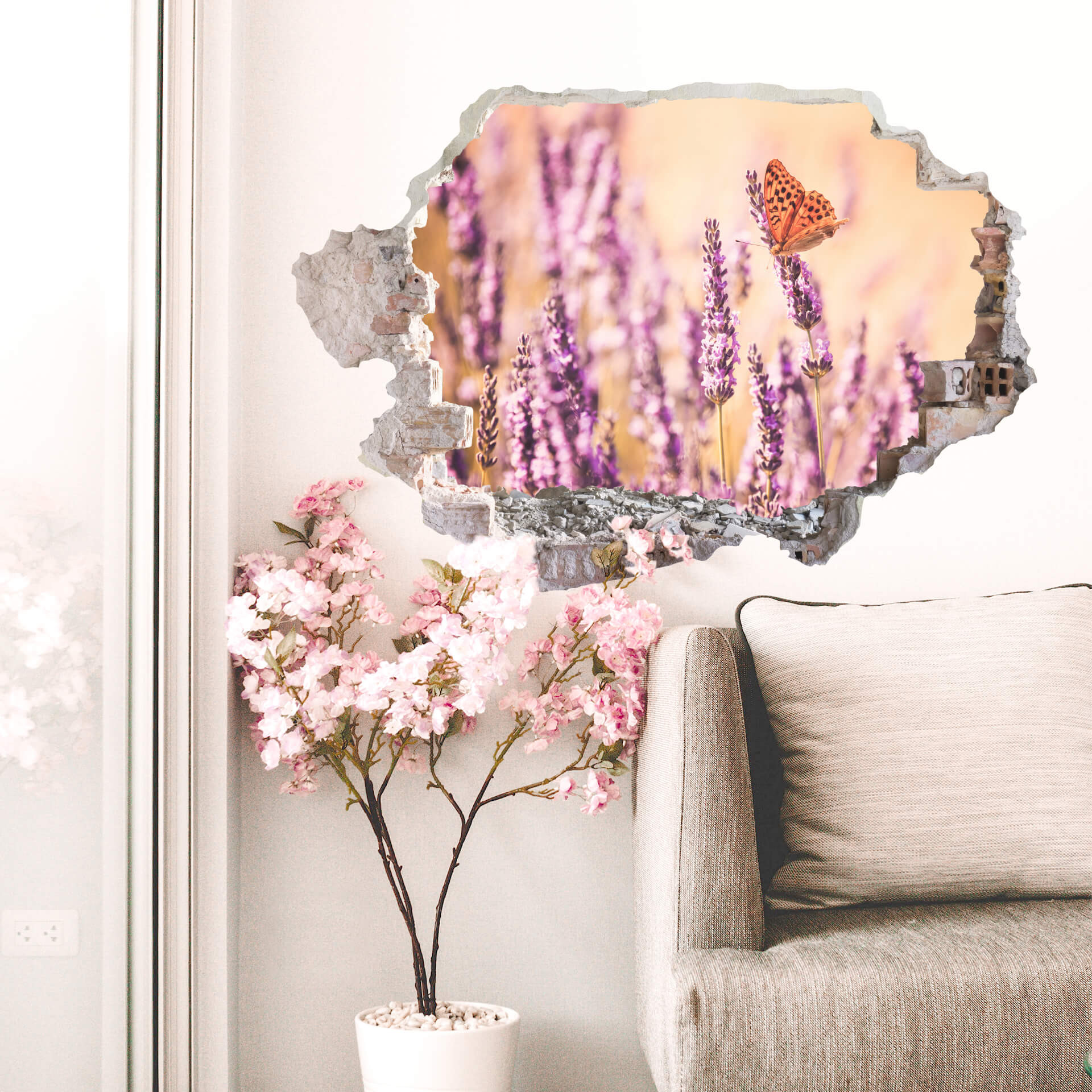 3D Wallsticker Colombo - Sommerfuglen i lavendlen