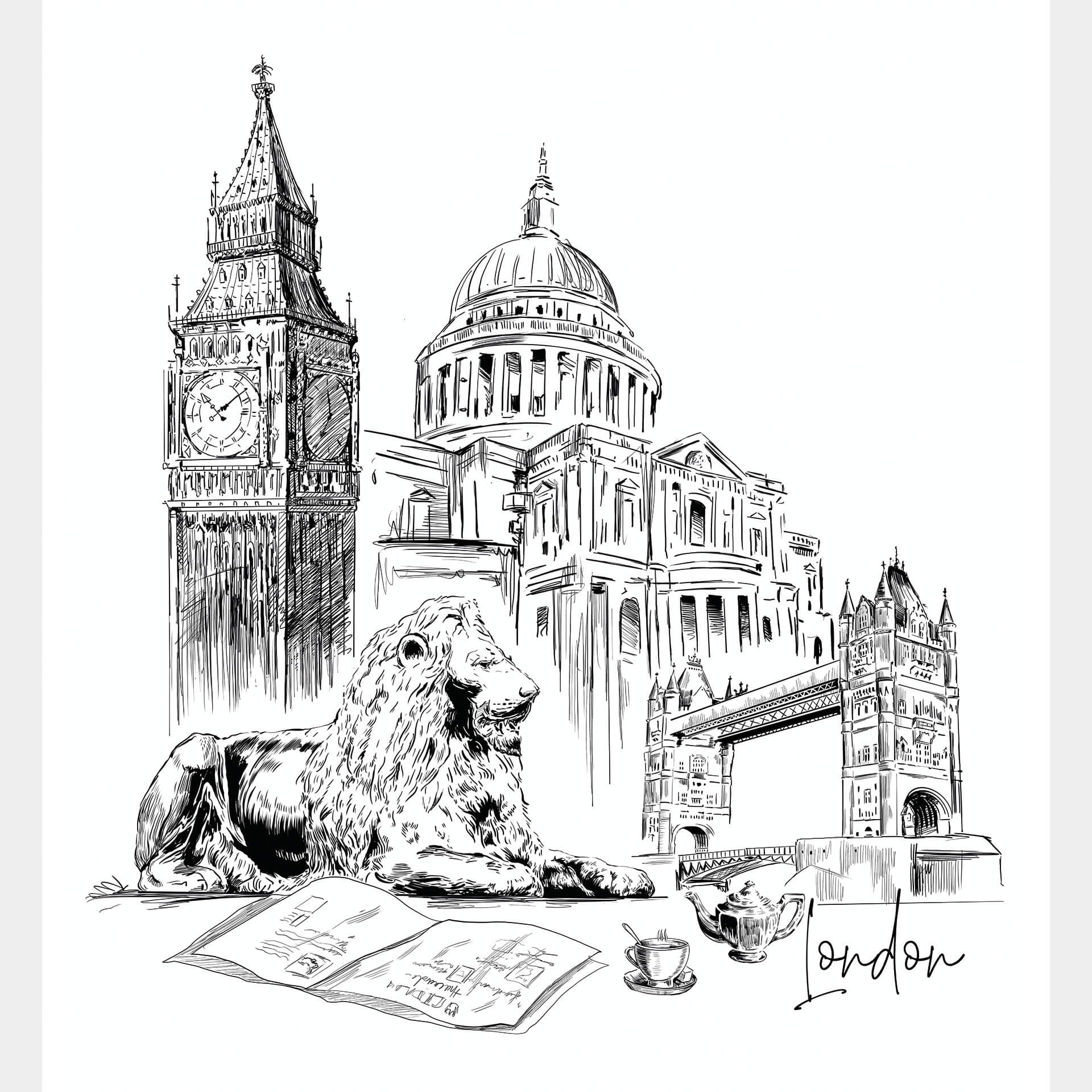 Papier peint photo Love your City - London Noir et Blanc