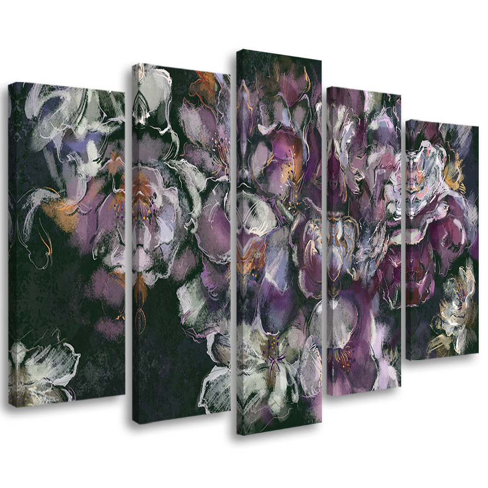 5 stykke lærredstryk, Irisblomst