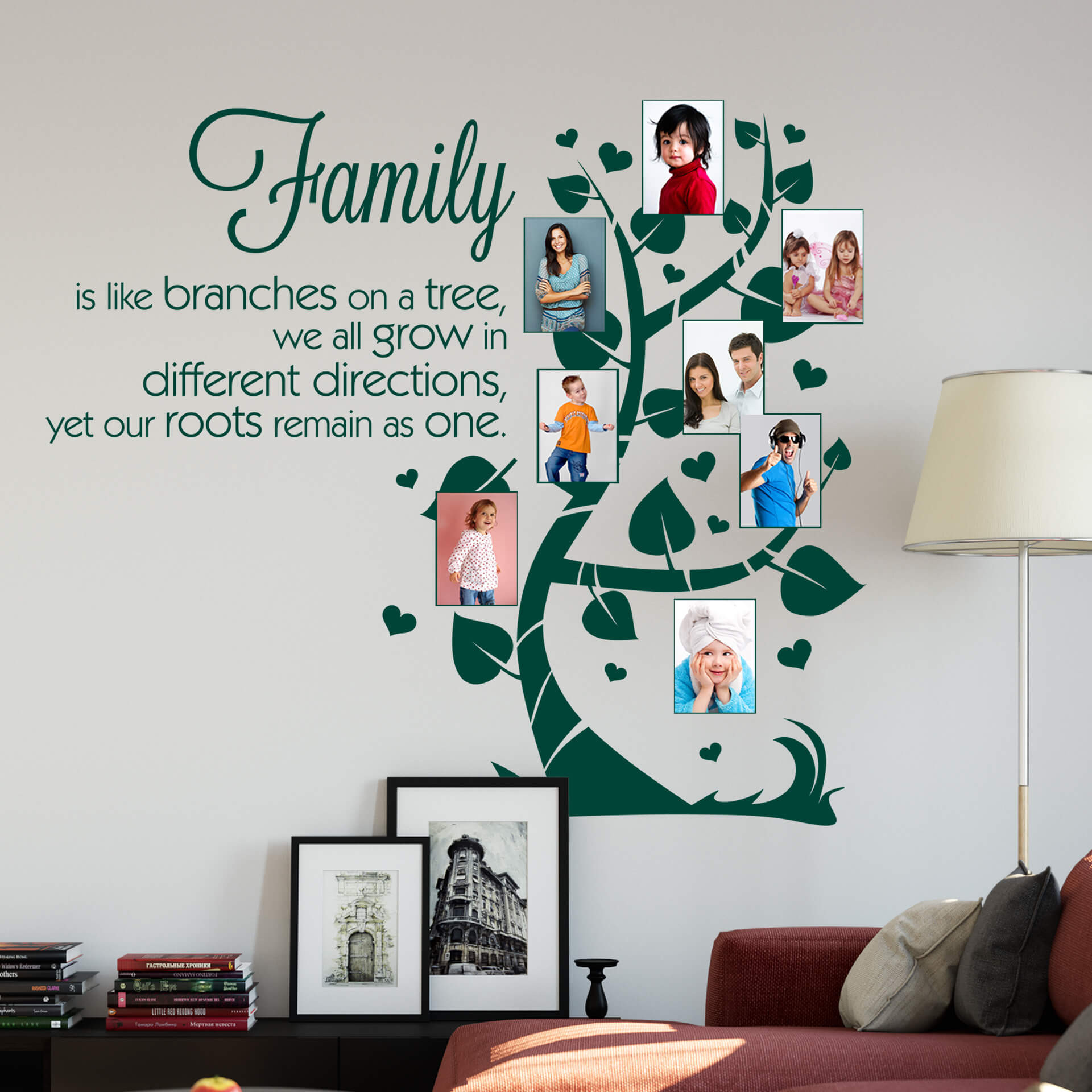 Wandtattoo Family is like branches... mit Platz für Fotos
