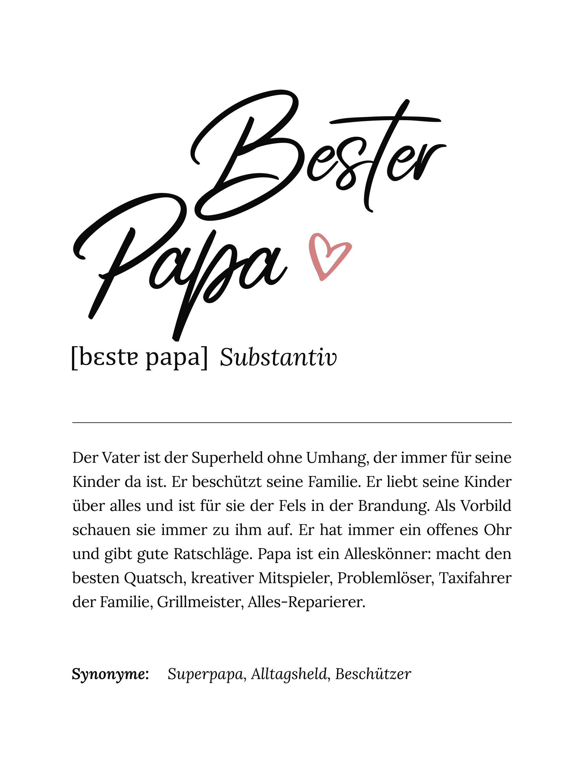 Personalisiertes Poster Definition - Bester Papa