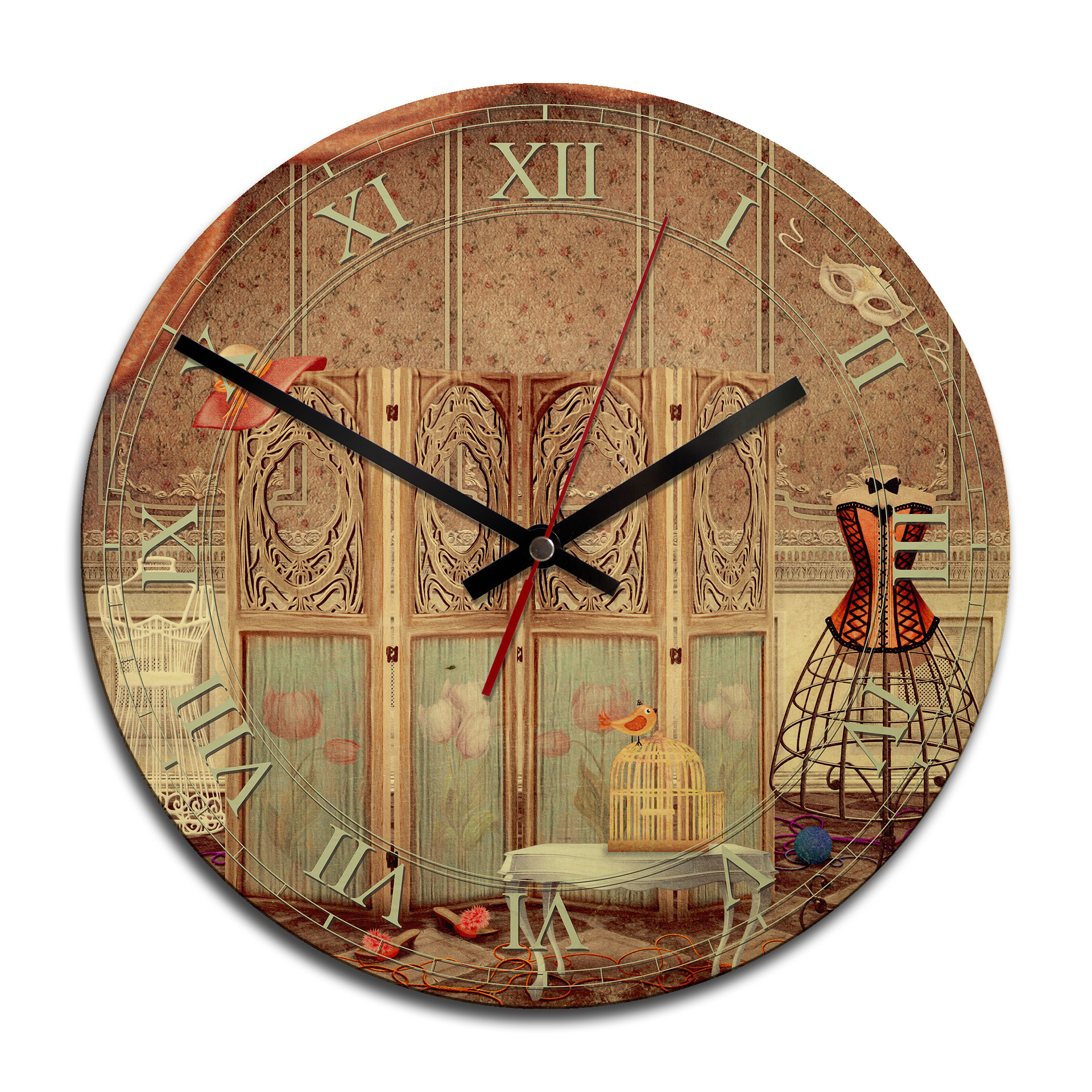 Horloge murale en bois - Vestiaire de princesse
