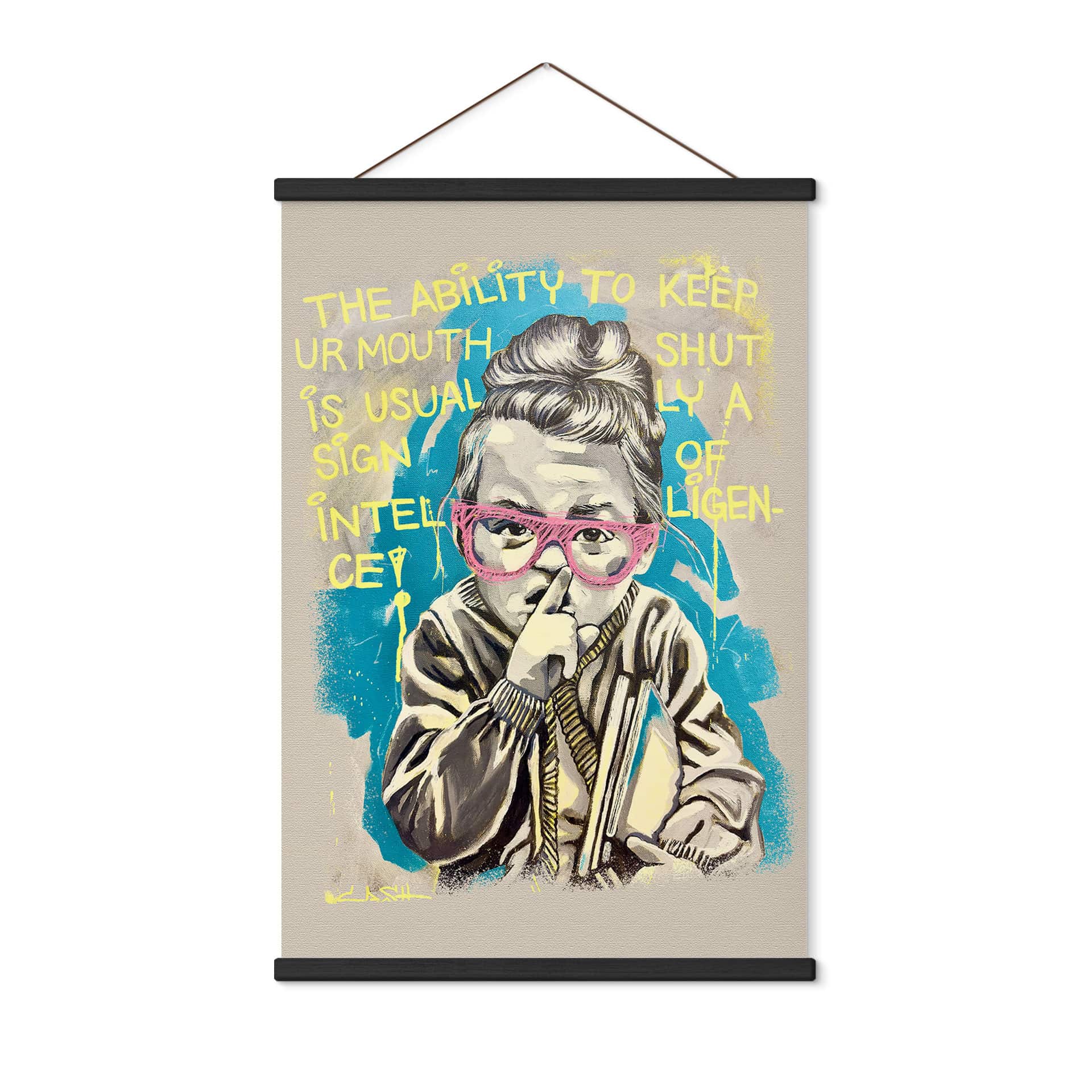 Affiche textile Le Silence Montre l'Intelligence Pop Art - Habib