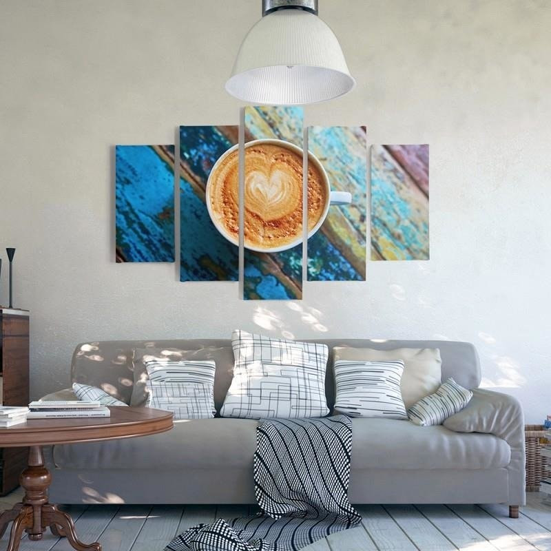 Lærredstryk 5 dele, kaffekop