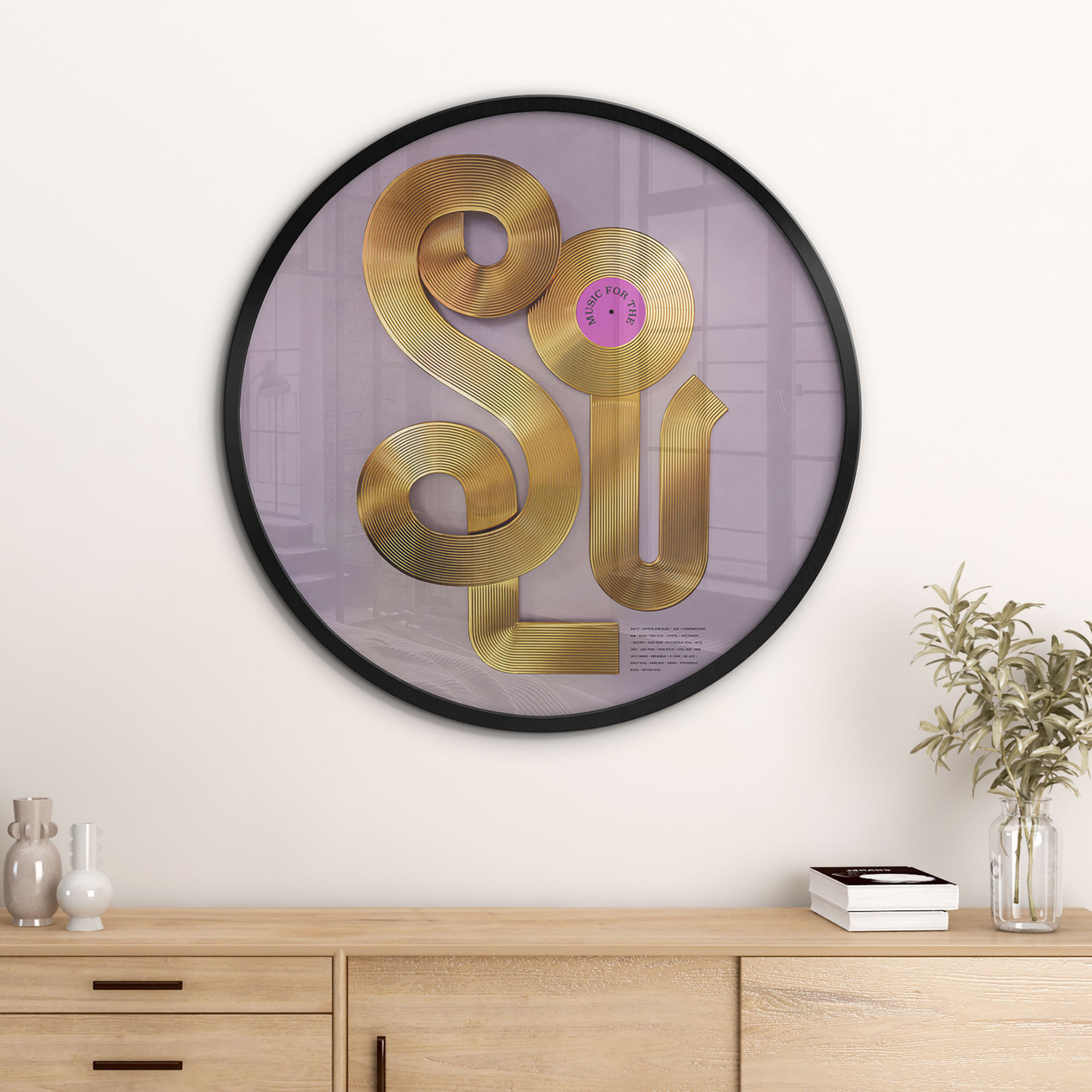 Poster Soul trifft auf Vinyl - Musik für die Seele - Harrison - Rund