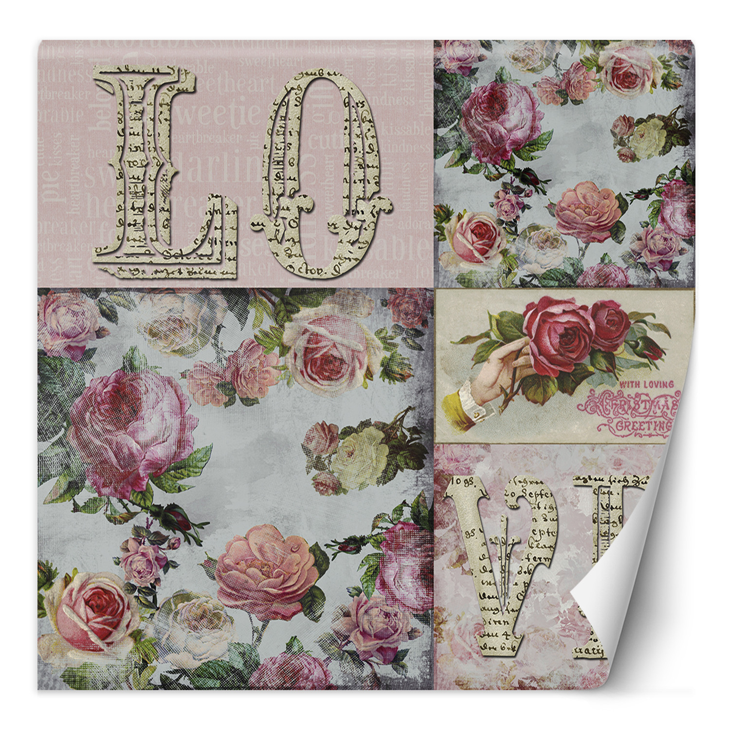 Fototapete, Shabby Chic Abstrakte Collage Liebe - Andrea Haase