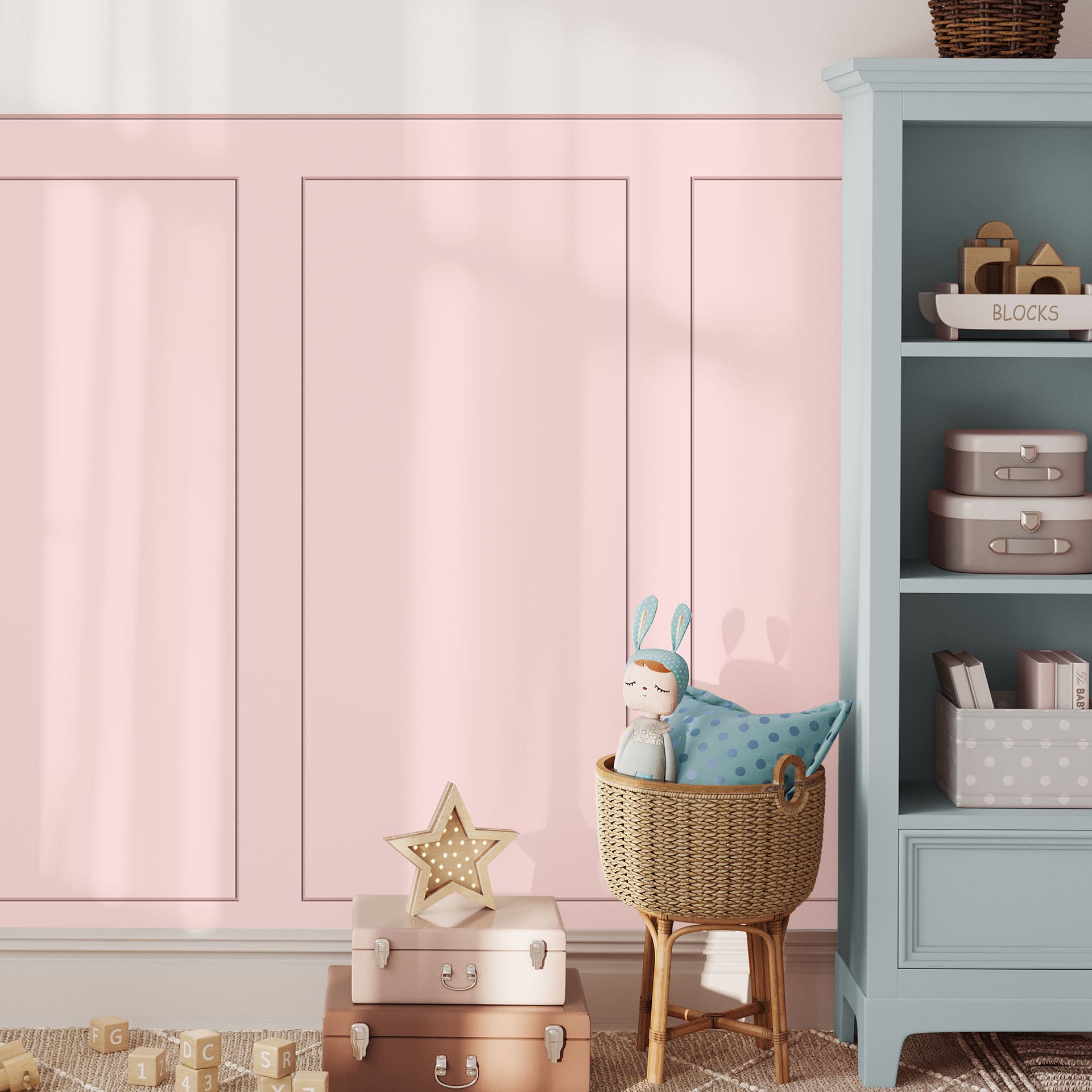 Wandpanelen Wandbekleding roze met kader