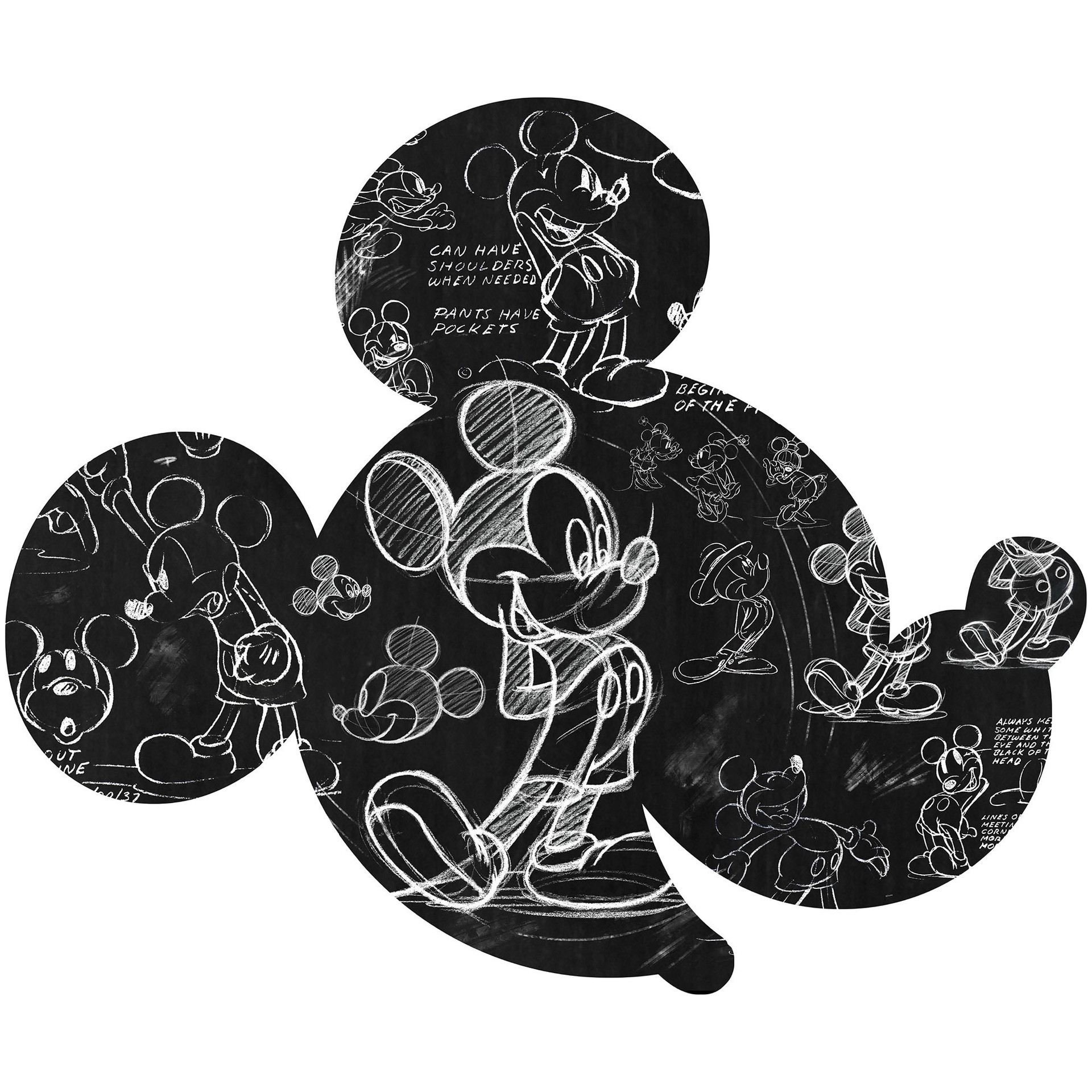 zelfklevend behang - Mickey Head Illustratie - 125 x 125 cm