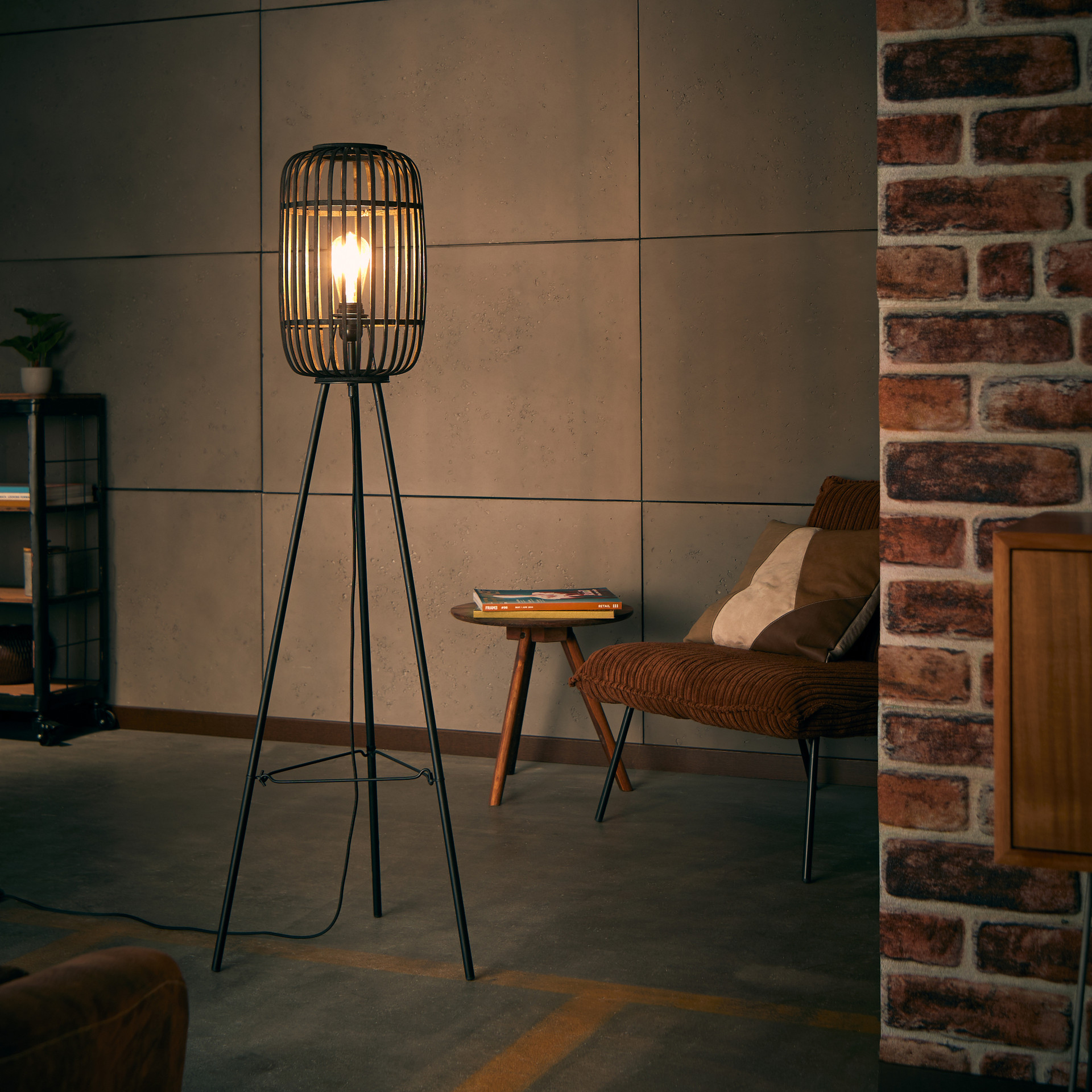 Stehleuchte Willi, braun, 130 x 45 cm, Bambus Stehlampe