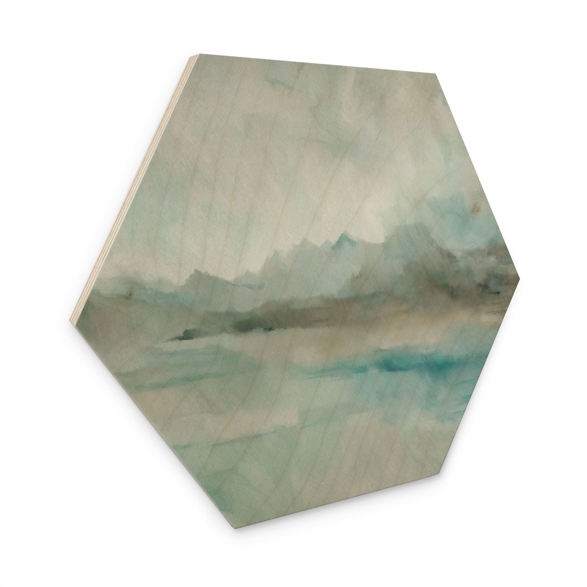Hexagon Holzbild Velvet Horizon - Abstrakter See - Sir Edward x Grigory Gladarev