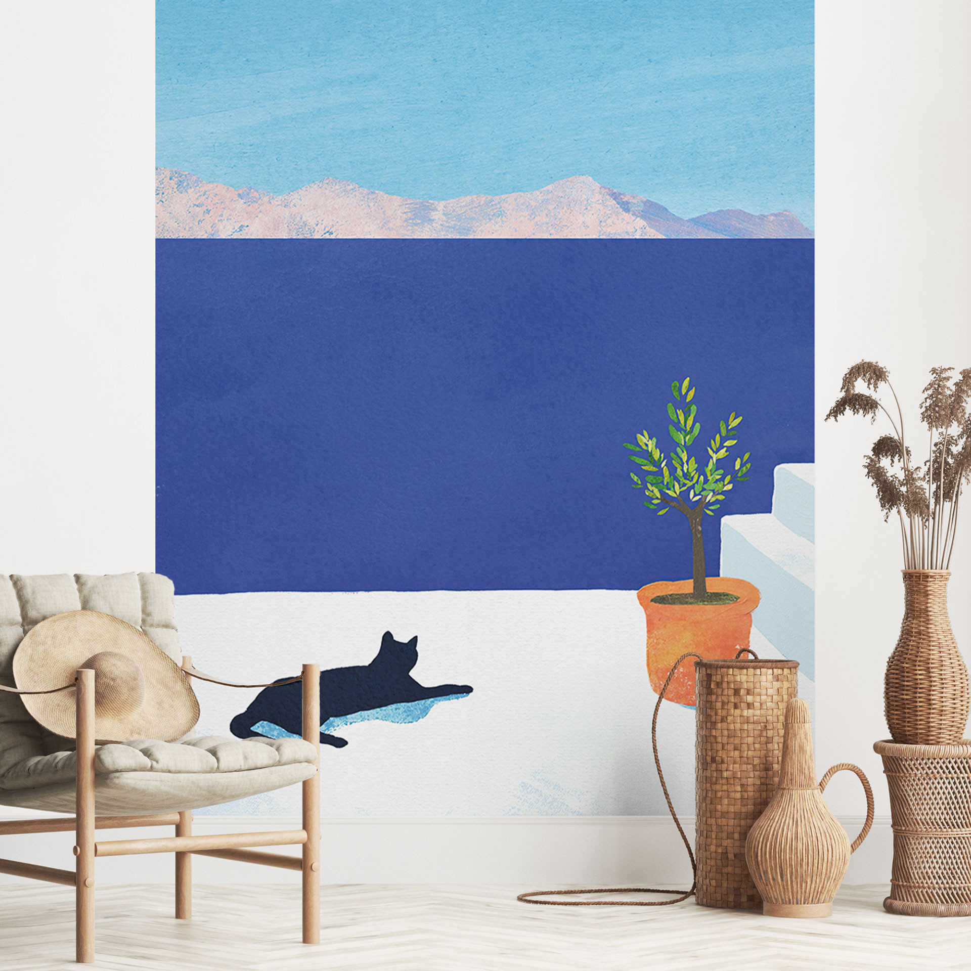 Fotobehang Siësta met kat aan zee - Rivers