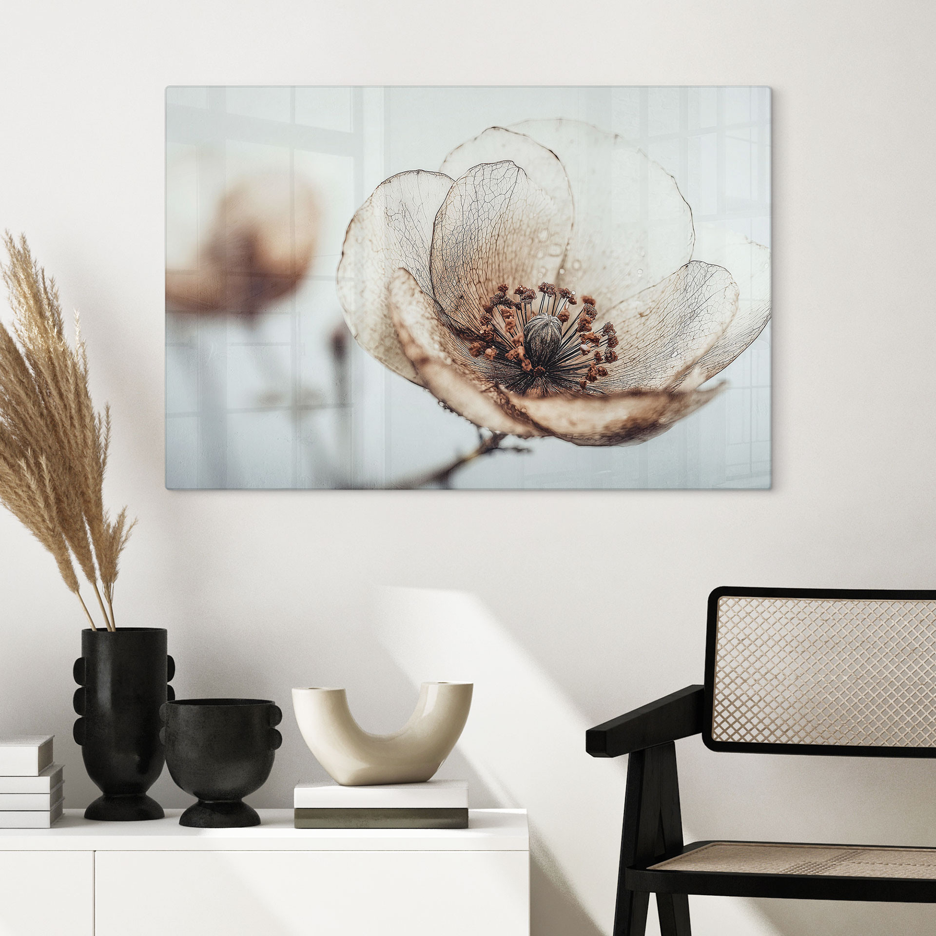 Glasbillede - Dry Blossom Beige Nature Poetry - Treechild