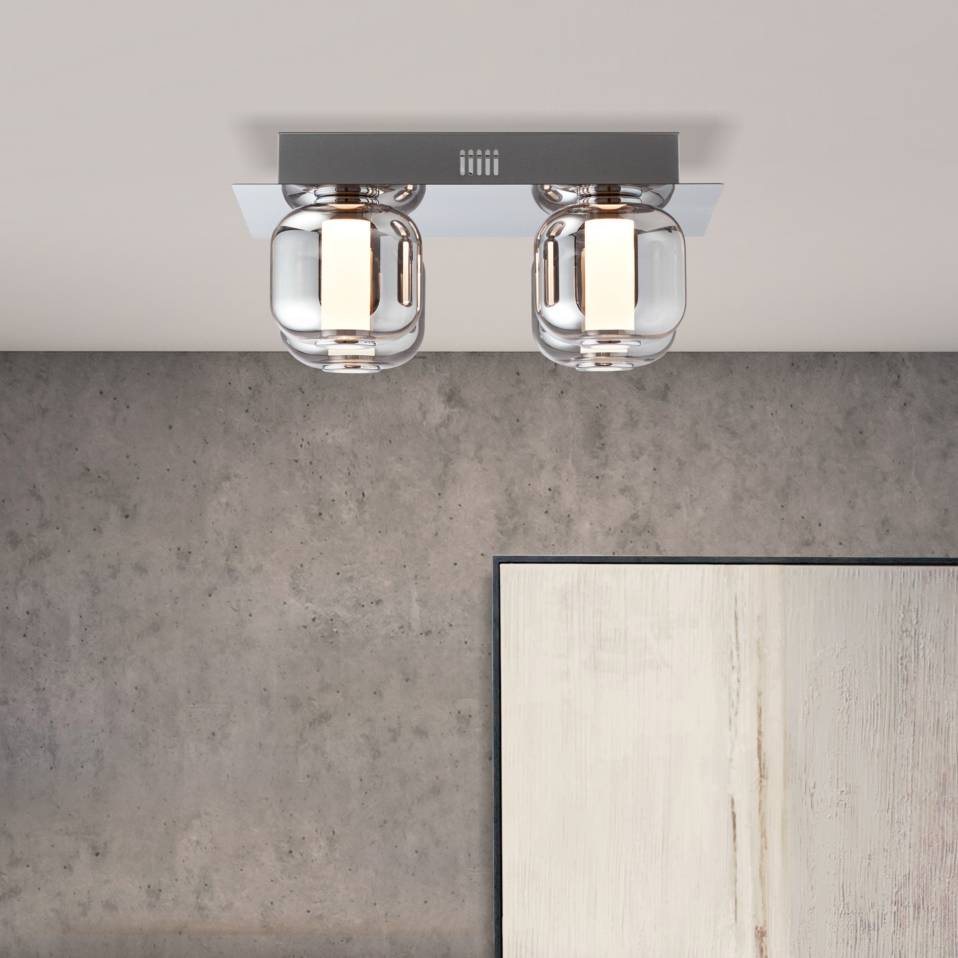Deckenleuchte Martin, grau, 15 x 35 cm, Glas Innenleuchte