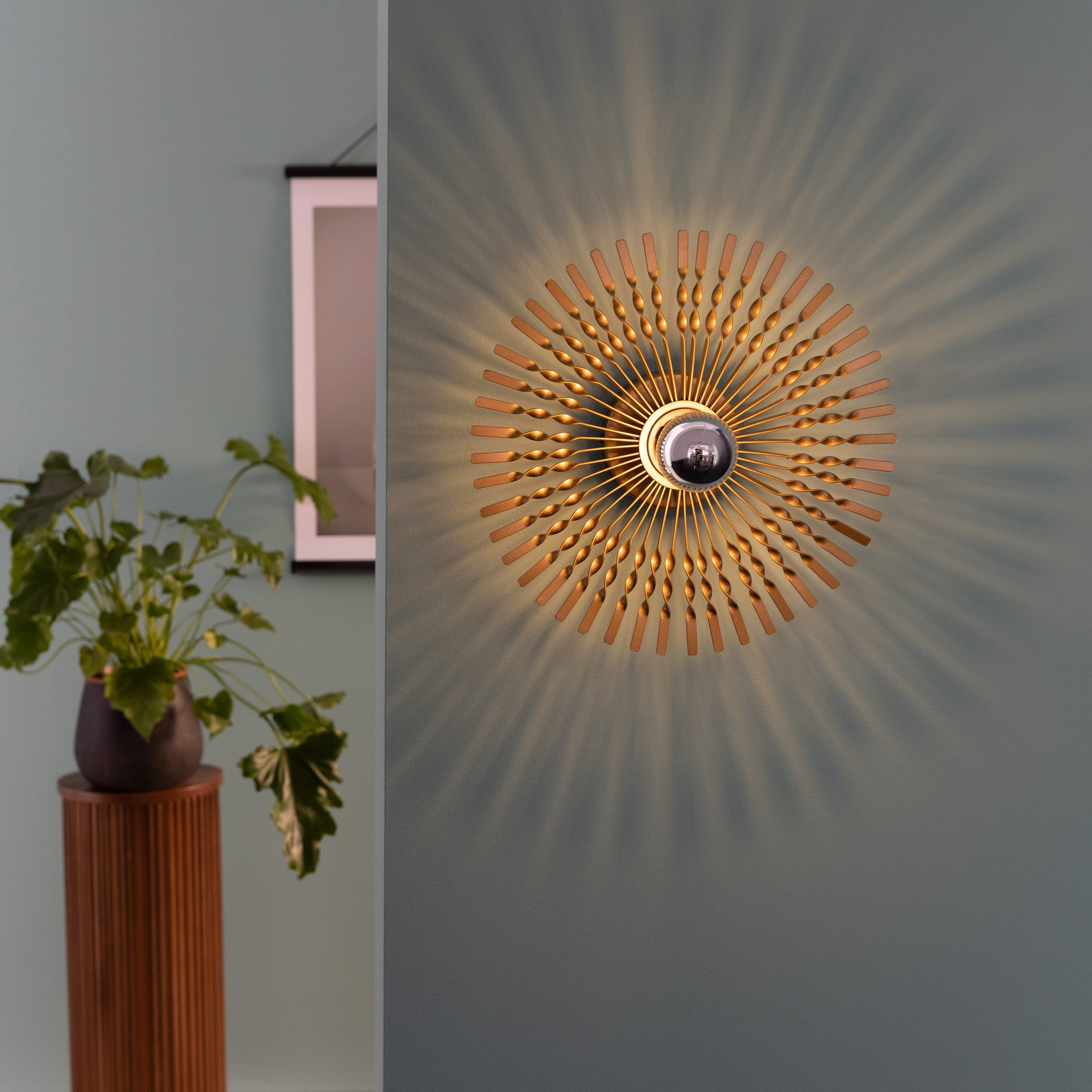 Wandleuchte Lias, gold, 33 x 33 cm, Metall Wandlampe
