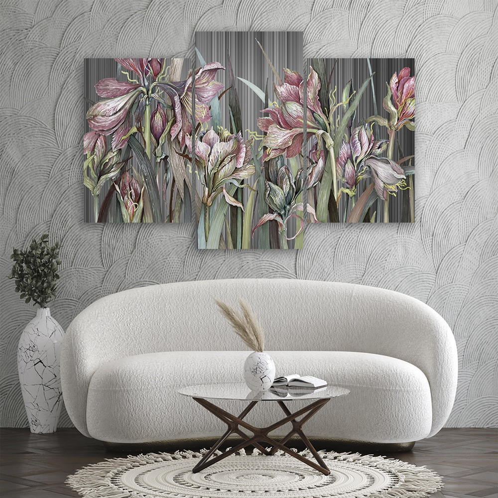 3 stykke lærredsprint, Iris blomster