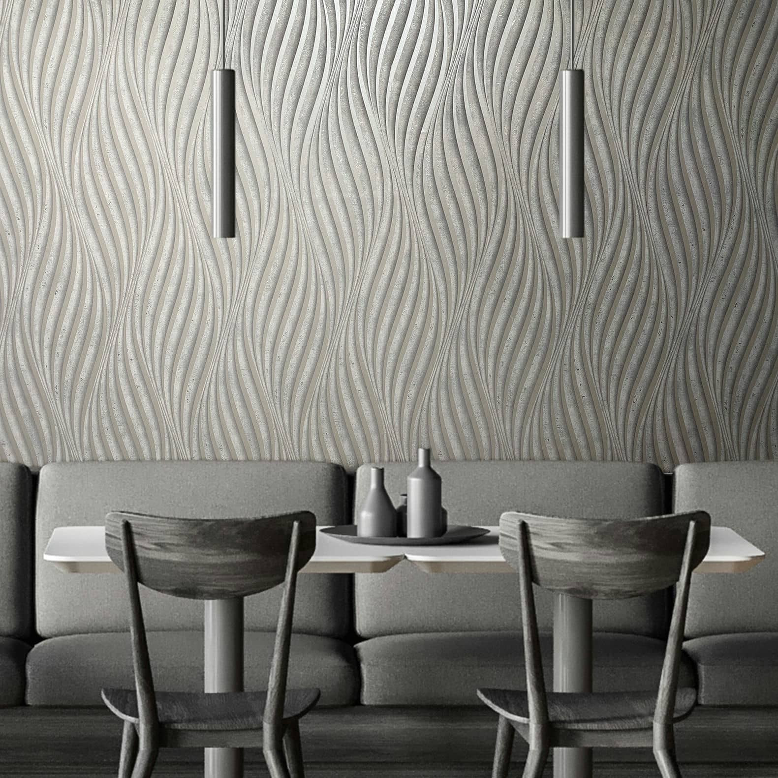 vliesbehang grijs wave voor woonkamer slaapkamer behang marburg