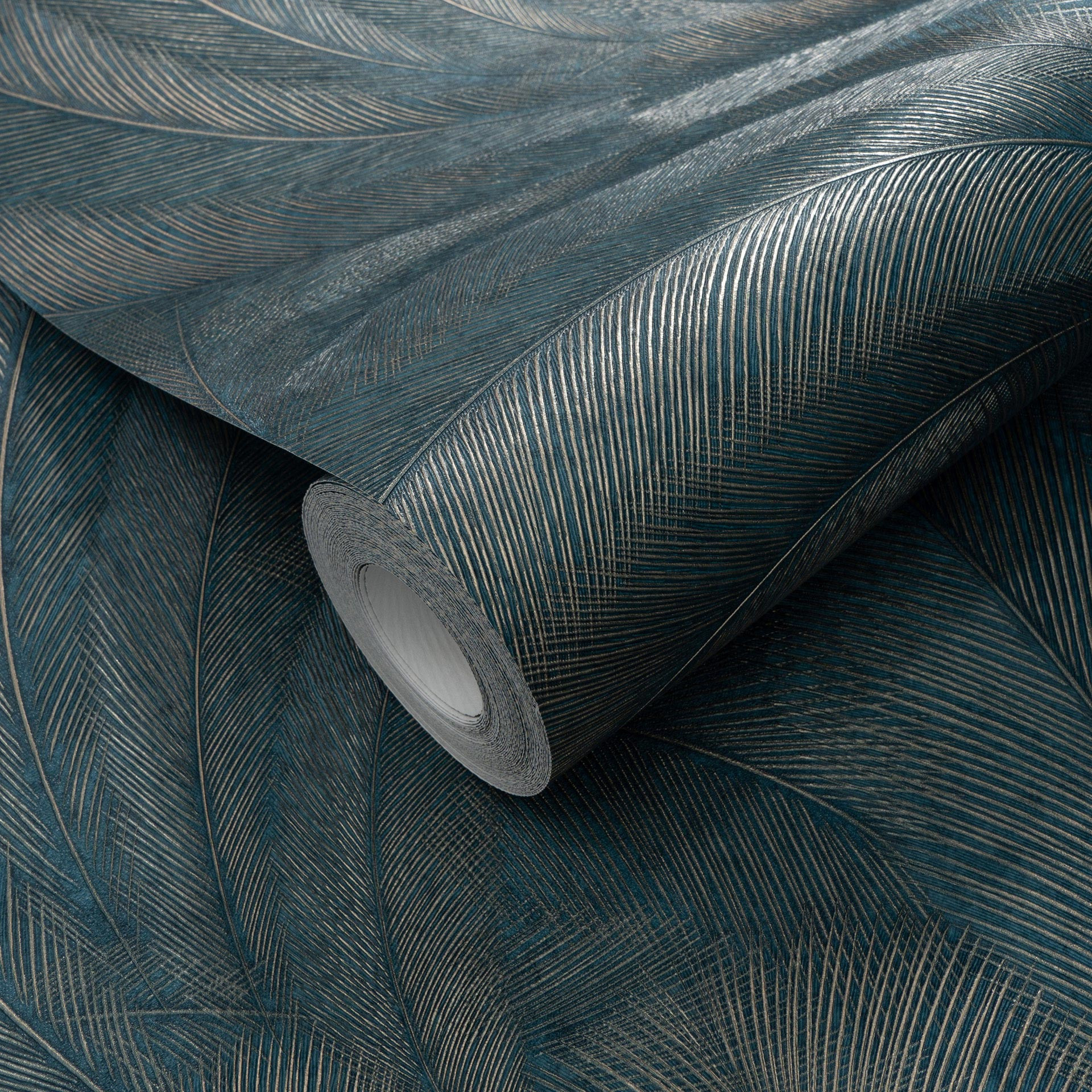 Bladmotief behang Elysium turquoise