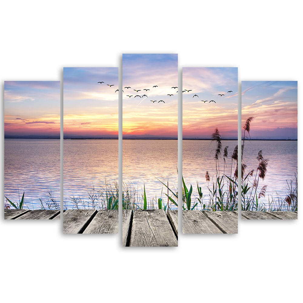 5 stykke lærredsprint, Jetty Beach Sunset